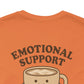 Emotional Support Latte Unisex T-Shirt – Bella + Canvas Coffee Lover Tee, Cozy Aesthetic Fall Shirt, Small Front + Big Back Design
