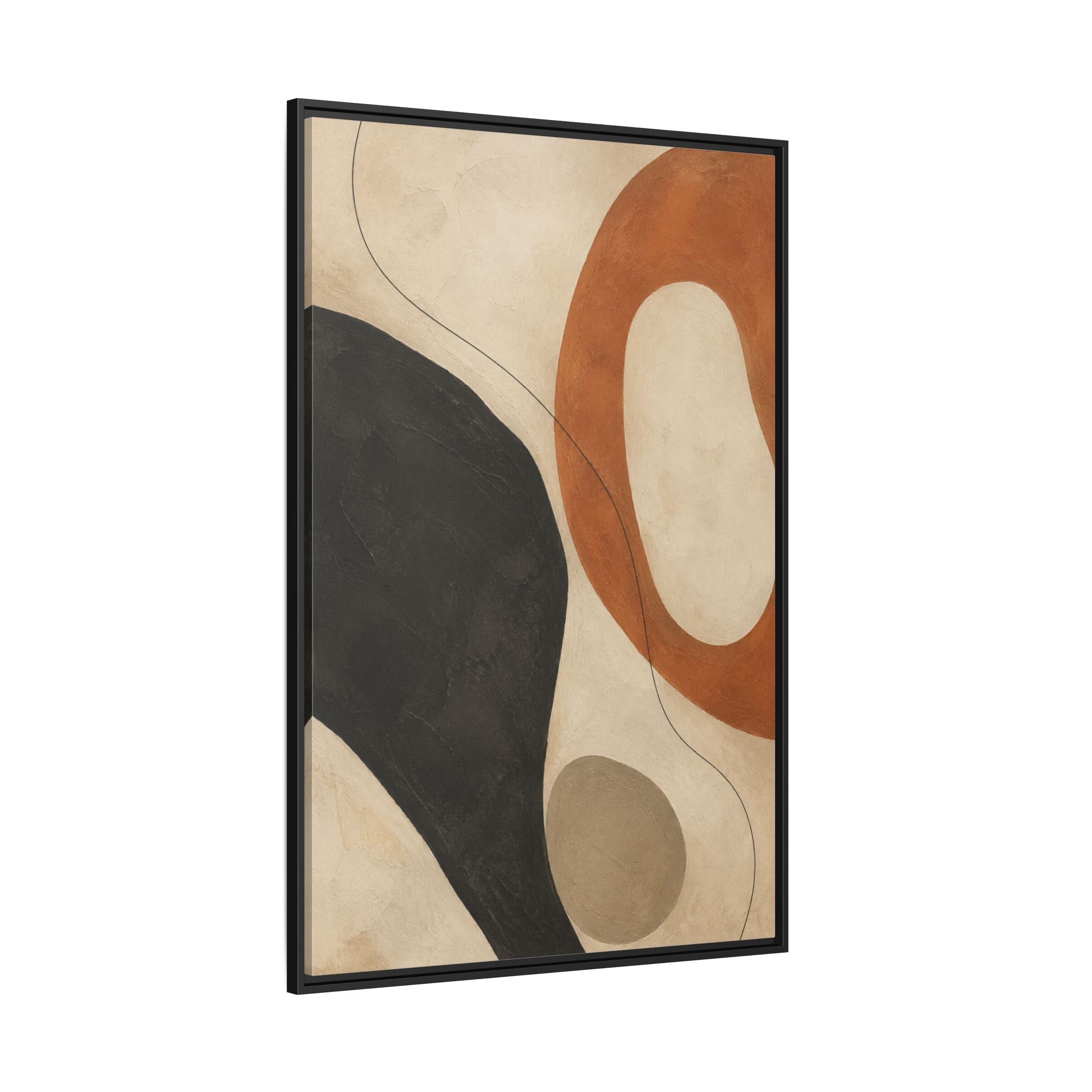 Abstract Mid-Century Matte Canvas Print — Framed Modern Wall Art (Terracotta & Charcoal)