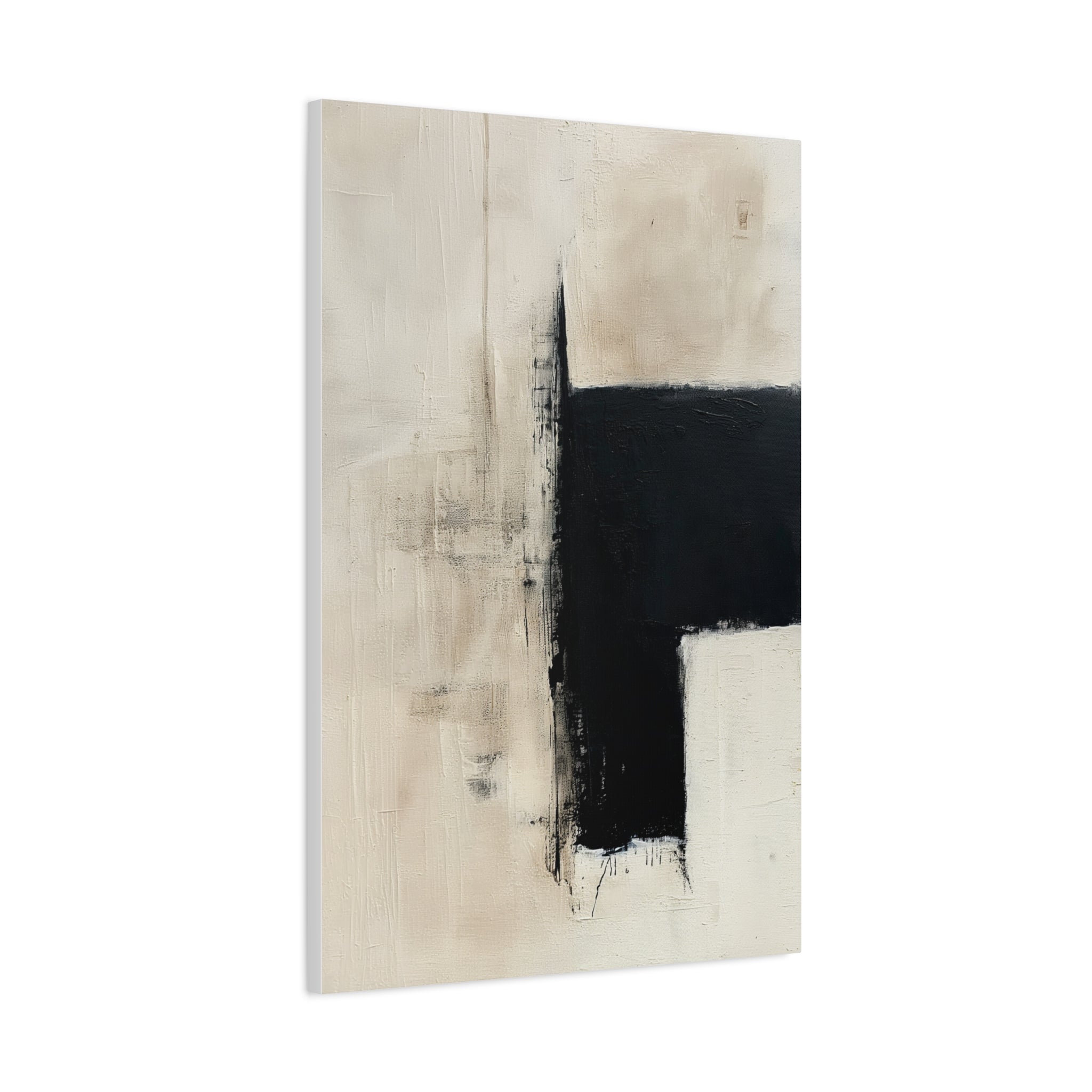 The Charcoal Accent No. 4 — Minimalist Gesso Abstract Canvas Art
