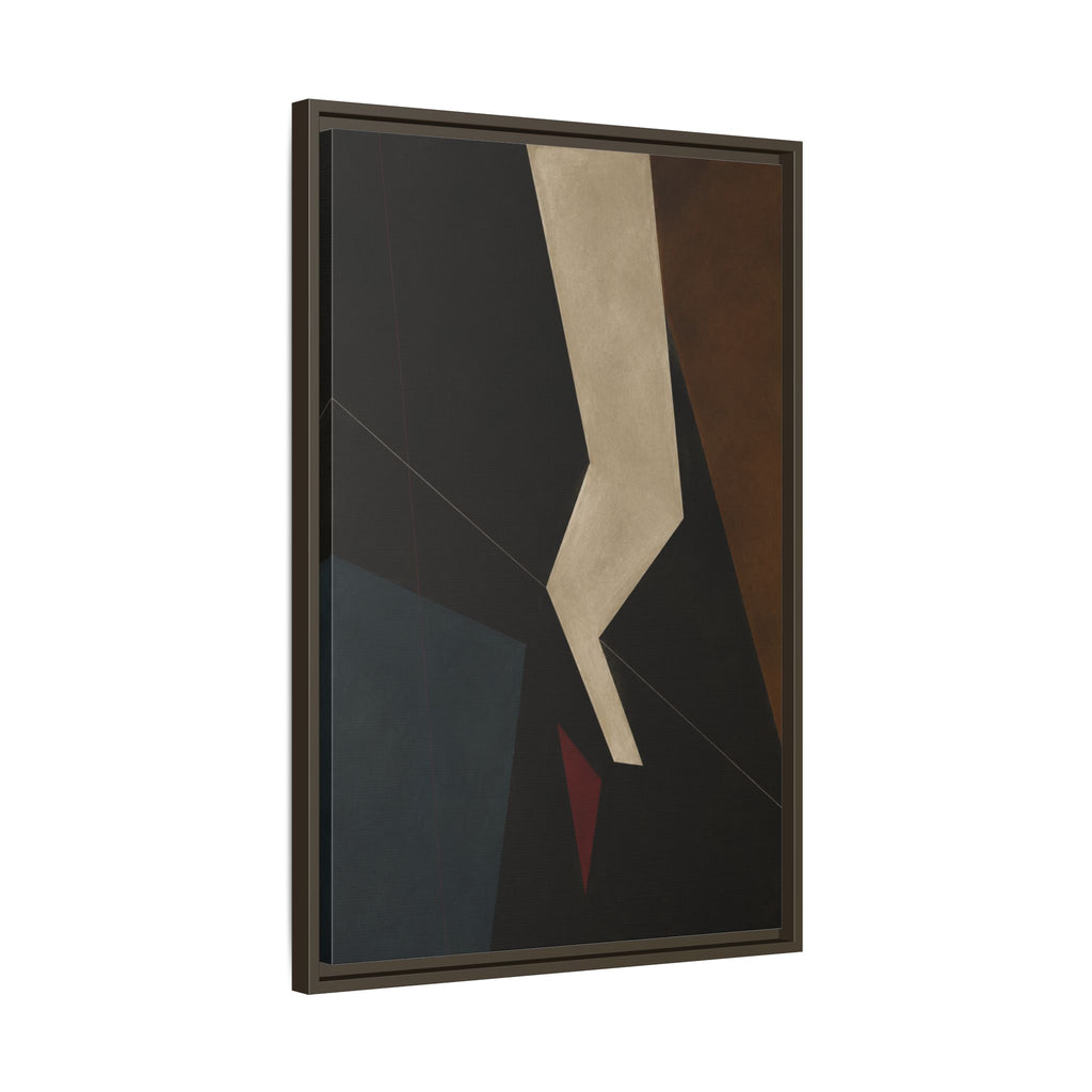 Silent Axis No. 25 – Dark Geometric Abstract Floating Frame Canvas Art