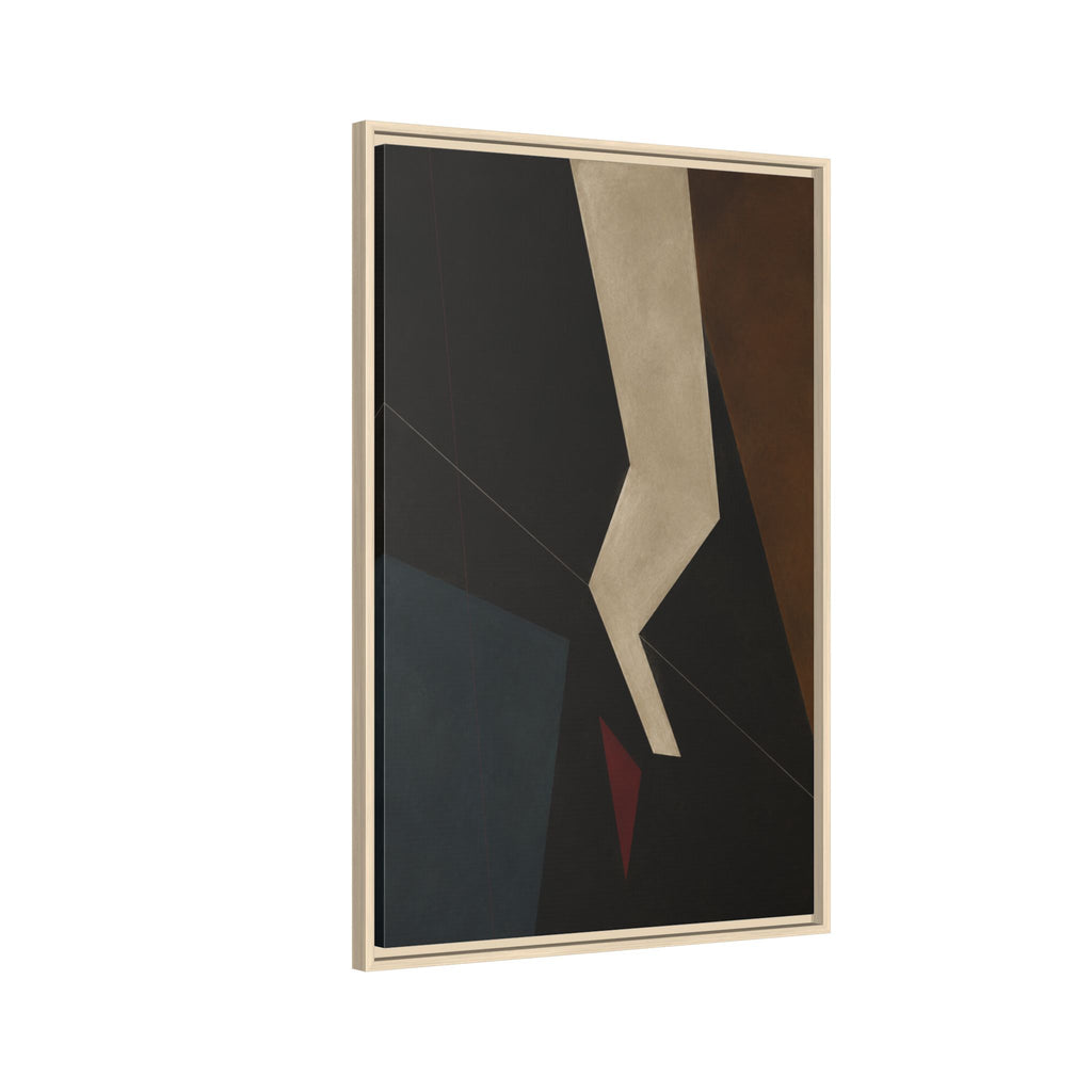 Silent Axis No. 25 – Dark Geometric Abstract Floating Frame Canvas Art