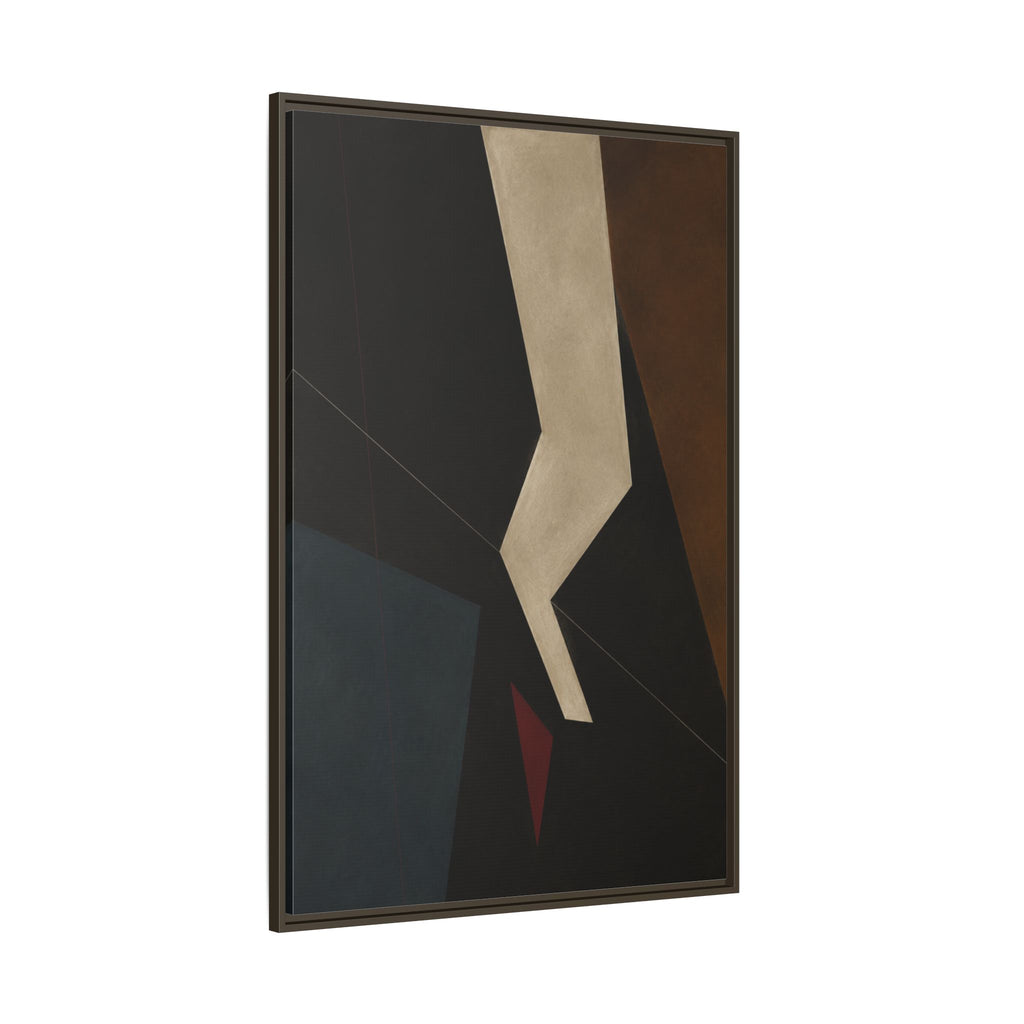 Silent Axis No. 25 – Dark Geometric Abstract Floating Frame Canvas Art