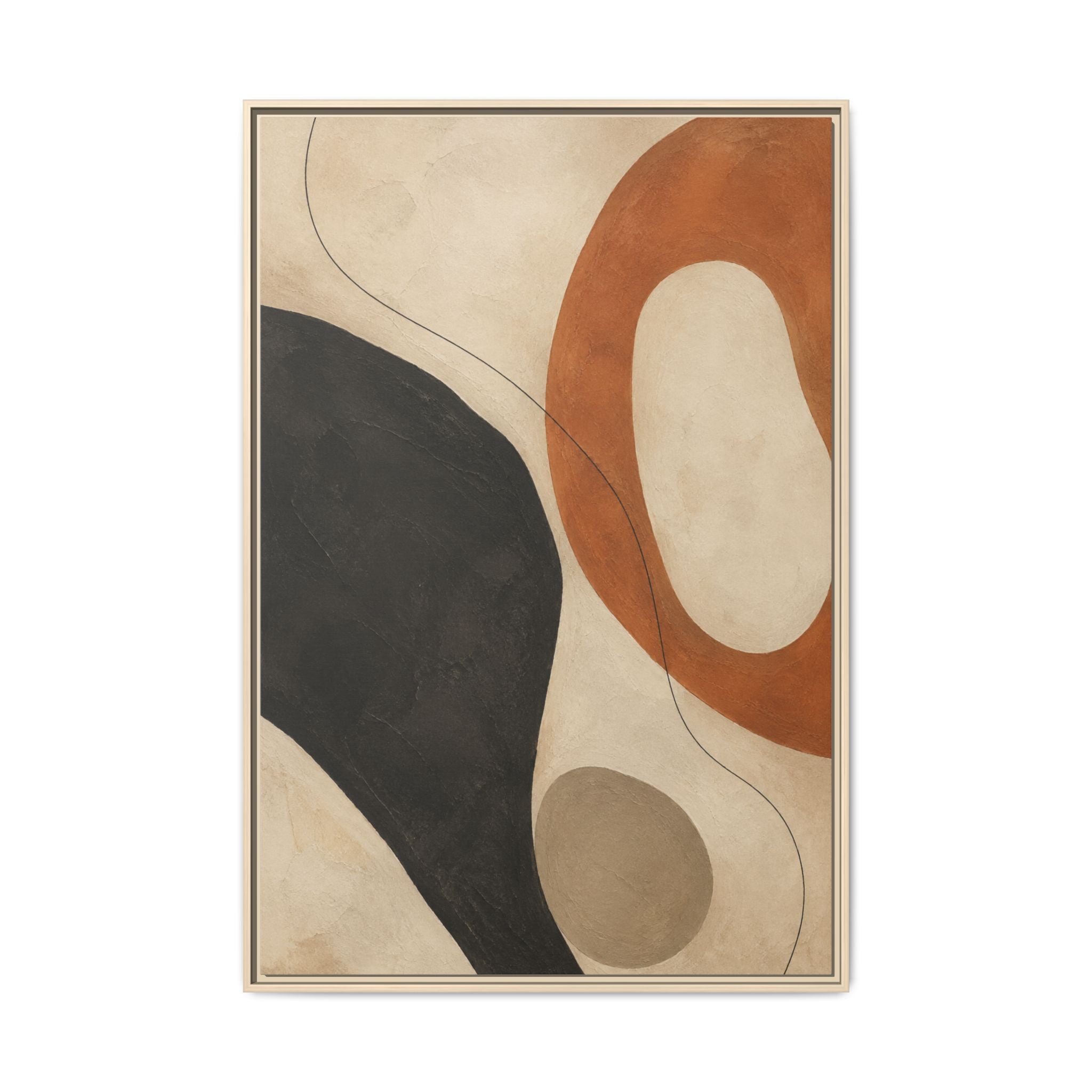 Abstract Mid-Century Matte Canvas Print — Framed Modern Wall Art (Terracotta & Charcoal)