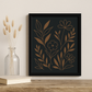 Midnight Garden Botanical Wall Art – Minimalist Floral Line Art Canvas Print, Modern Nature-Inspired Home Décor