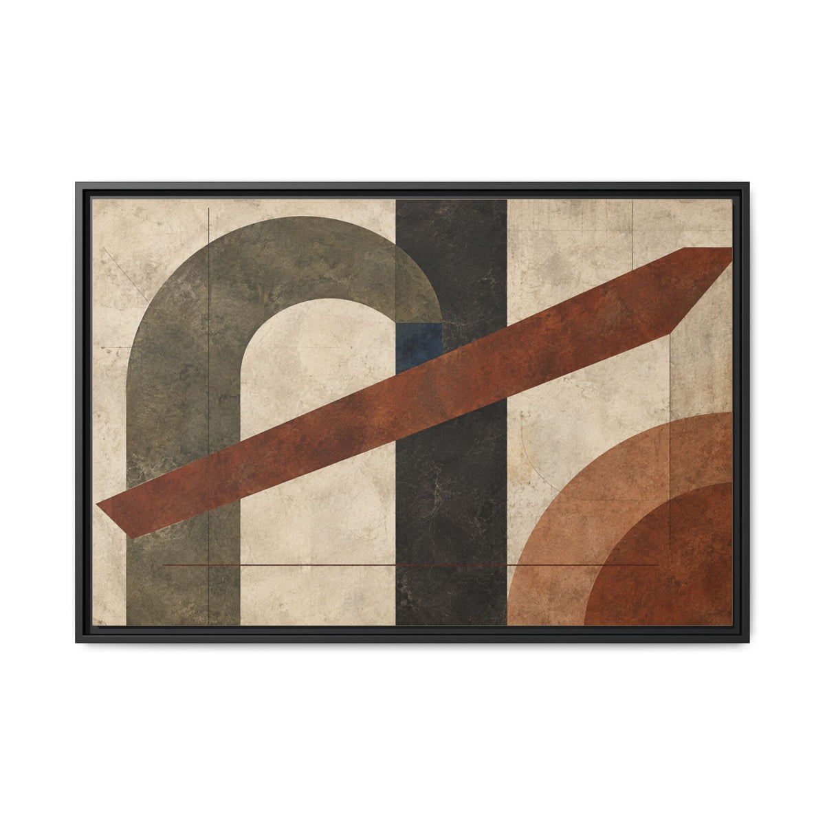 Tectonic Hearth No. 33 — Olive & Sienna Abstract Canvas Wall Art