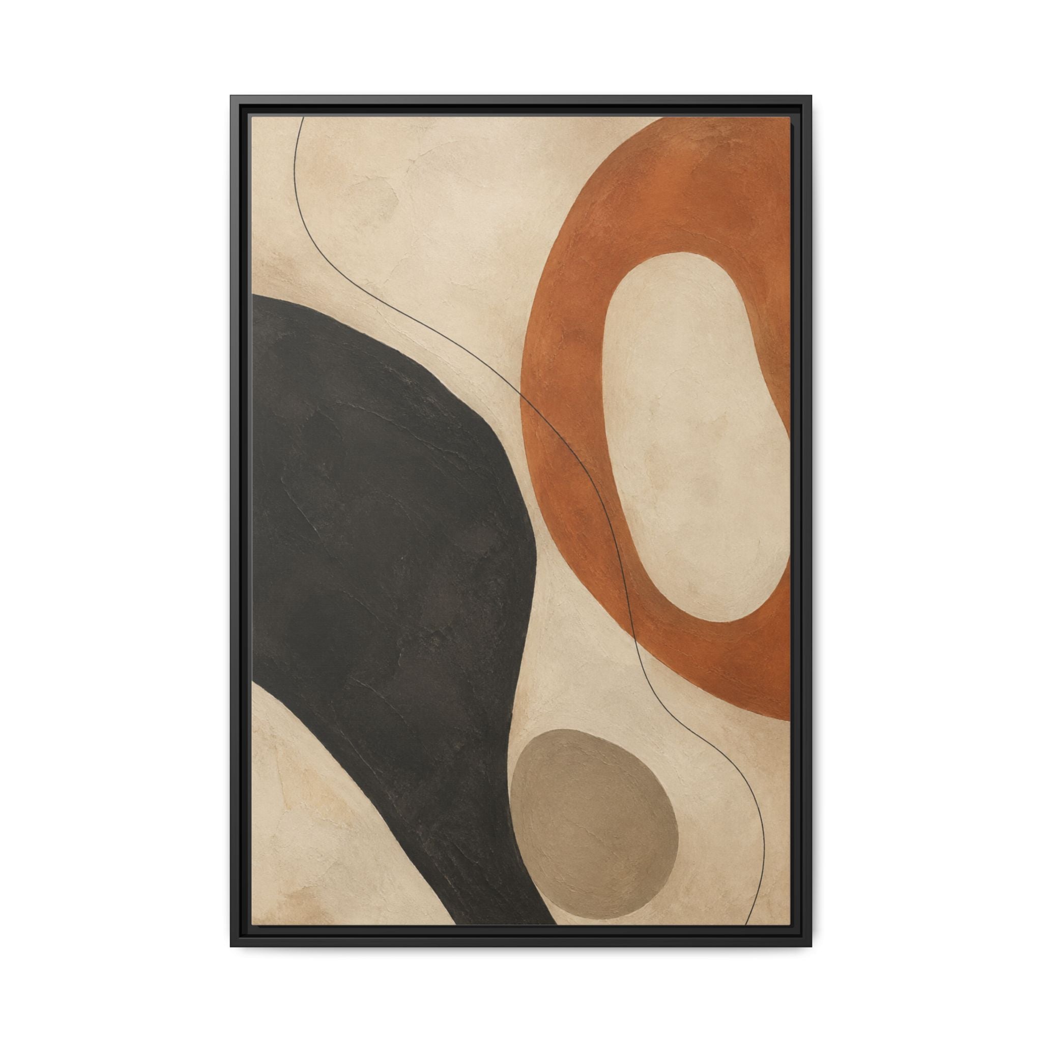 Abstract Mid-Century Matte Canvas Print — Framed Modern Wall Art (Terracotta & Charcoal)