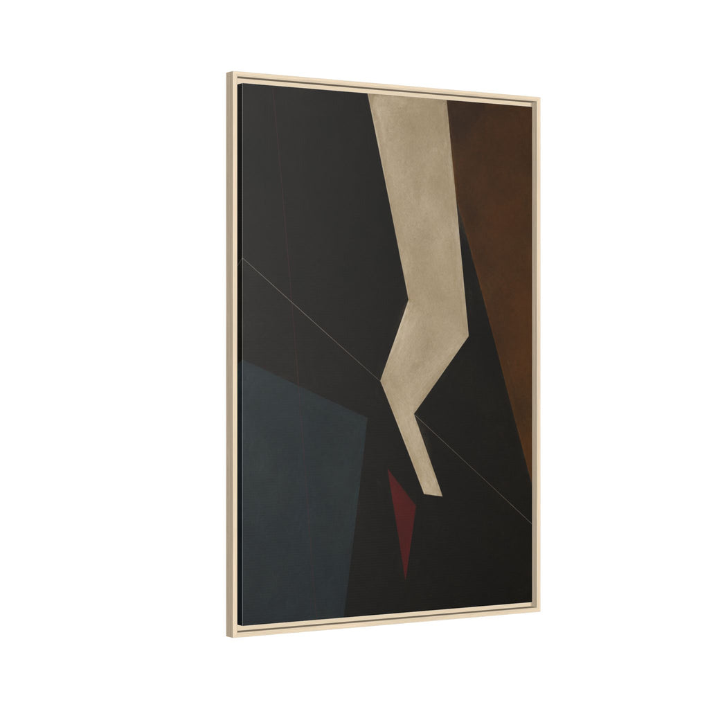 Silent Axis No. 25 – Dark Geometric Abstract Floating Frame Canvas Art