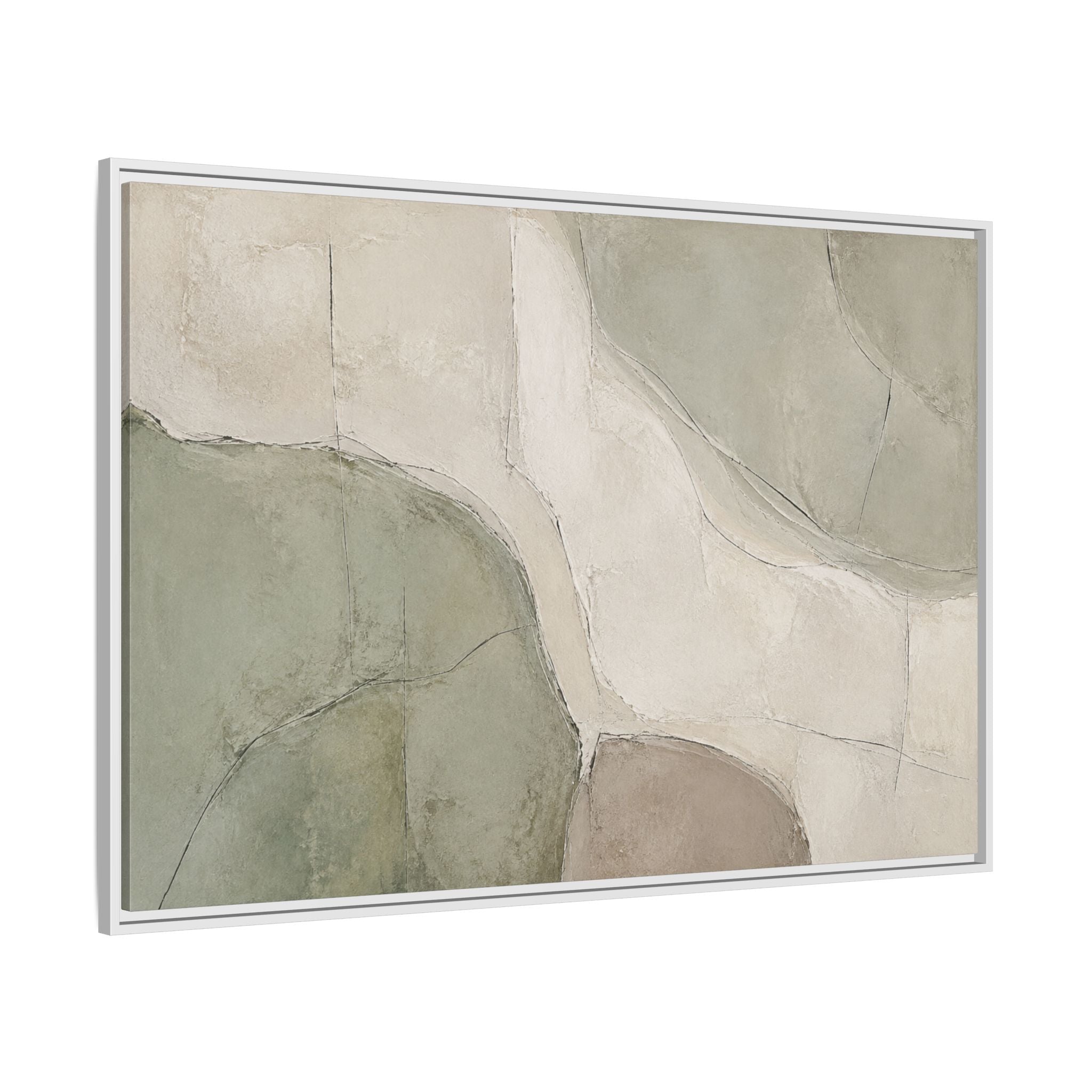 Still Terrain No. 19 – Sage Green Abstract Floating Frame Canvas Wall Art