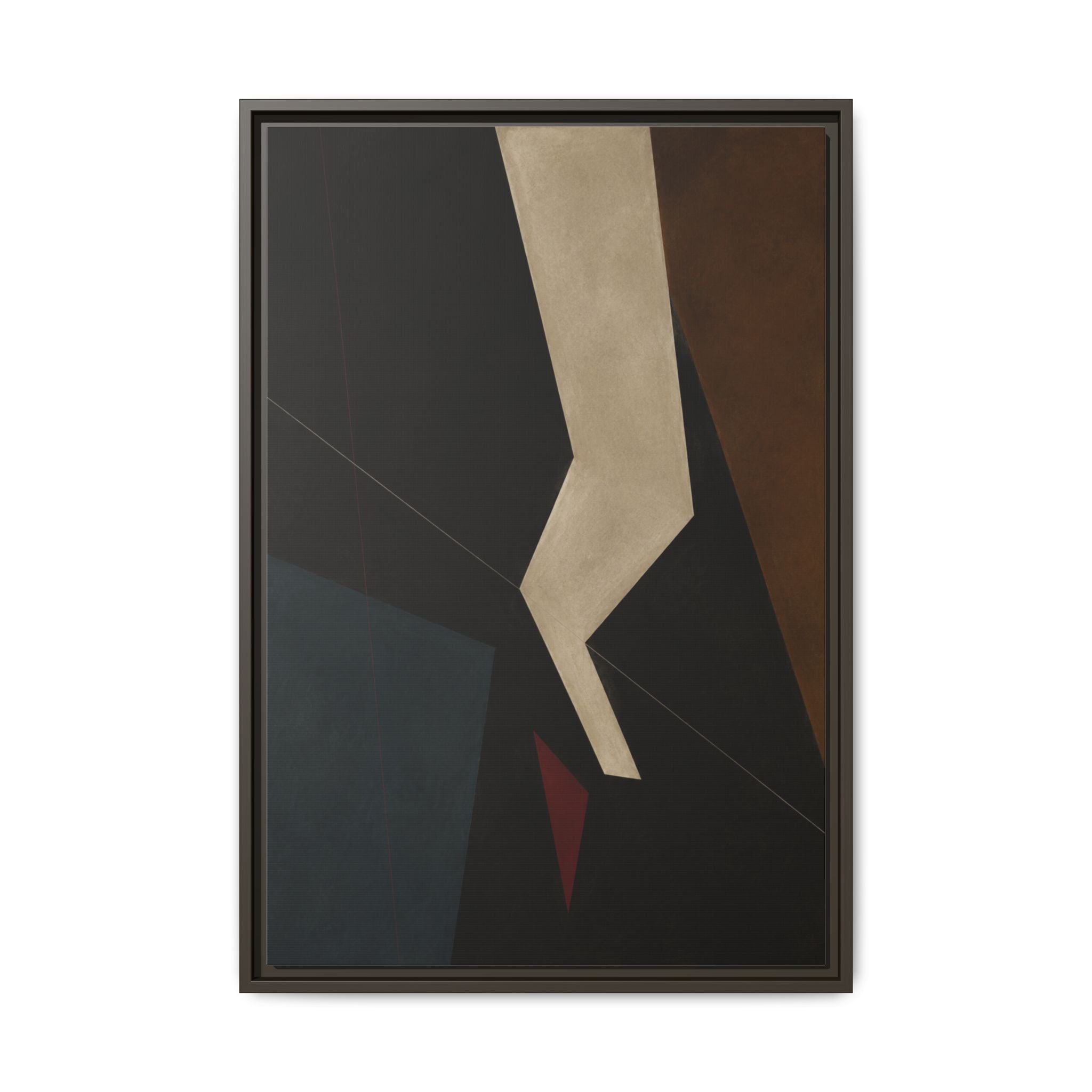 Silent Axis No. 25 – Dark Geometric Abstract Floating Frame Canvas Art
