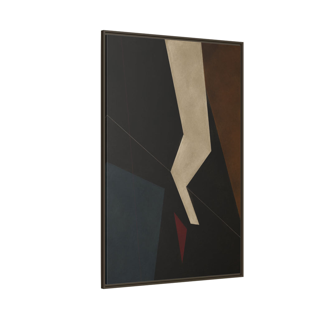 Silent Axis No. 25 – Dark Geometric Abstract Floating Frame Canvas Art