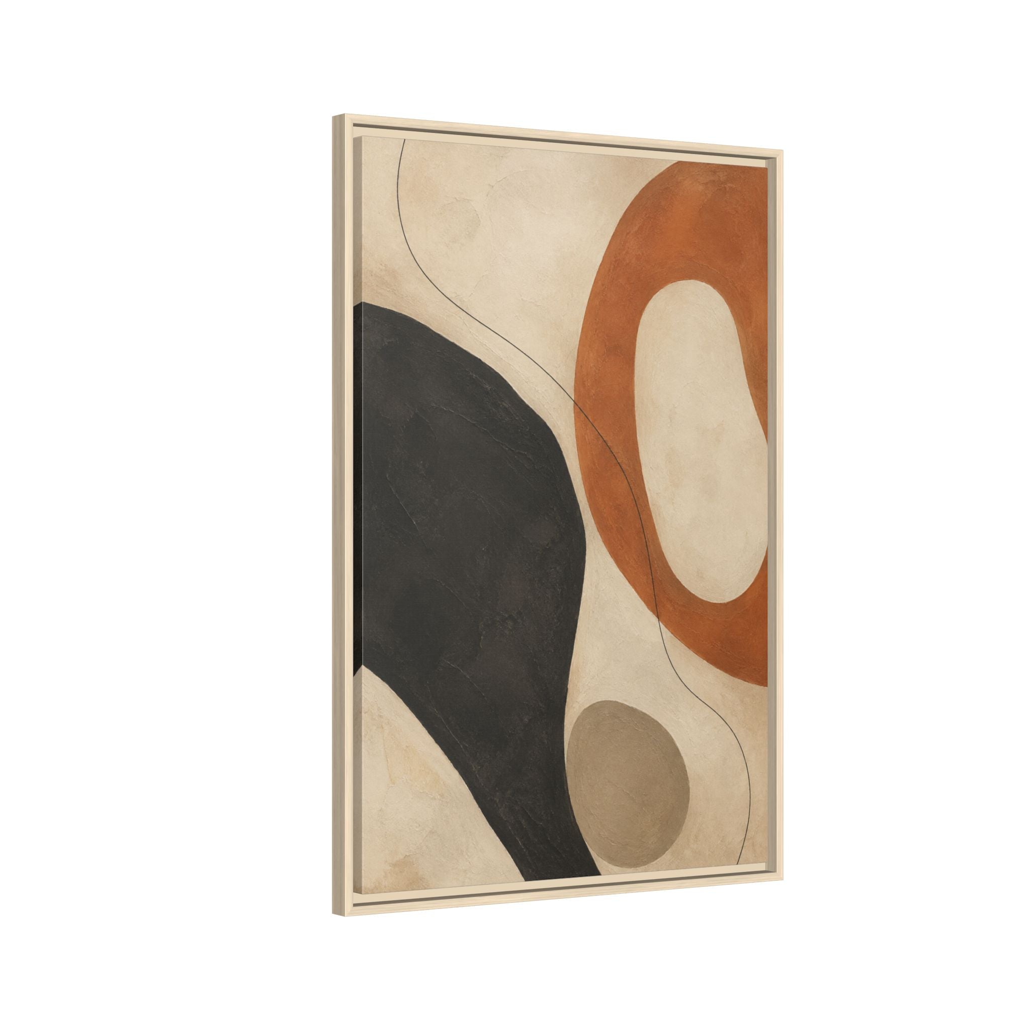Abstract Mid-Century Matte Canvas Print — Framed Modern Wall Art (Terracotta & Charcoal)