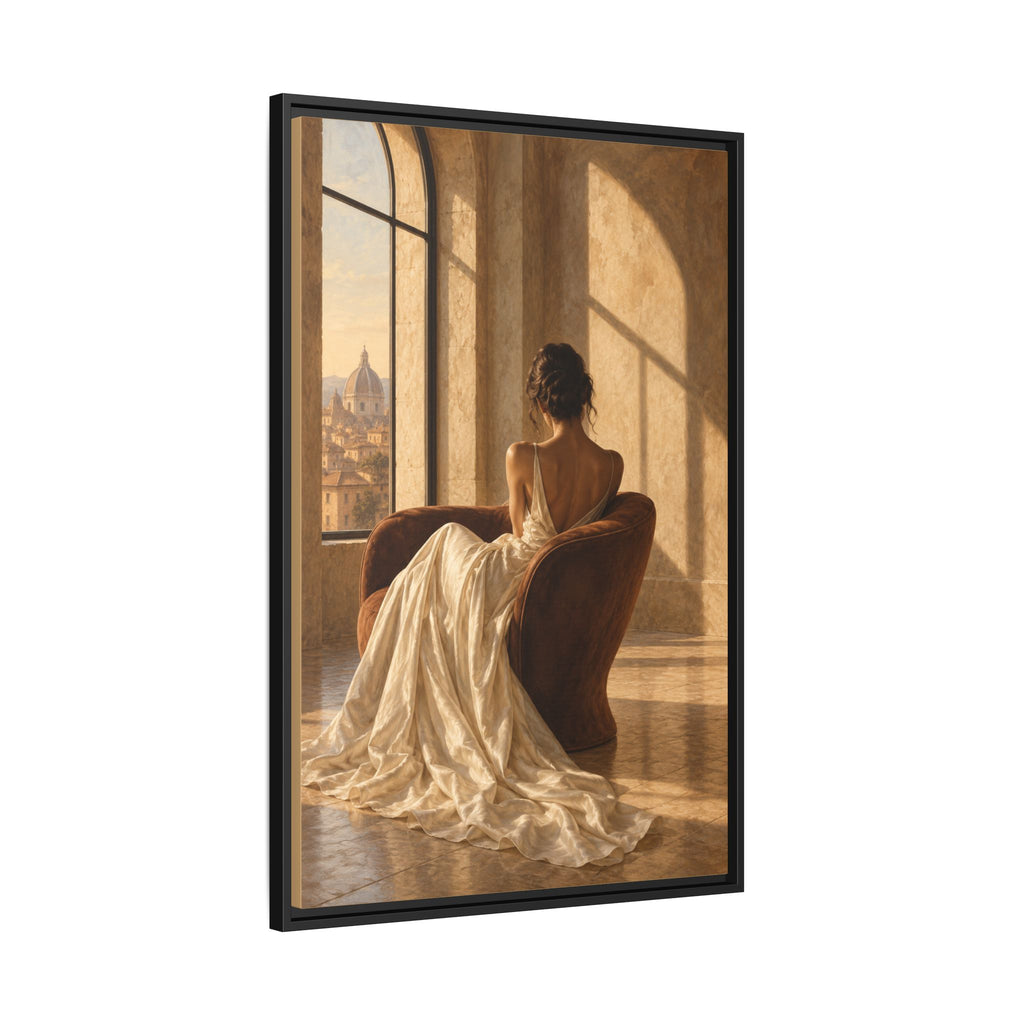 Golden Hour No. 36 | Woman in Ivory Floating Frame Canvas Wall Art