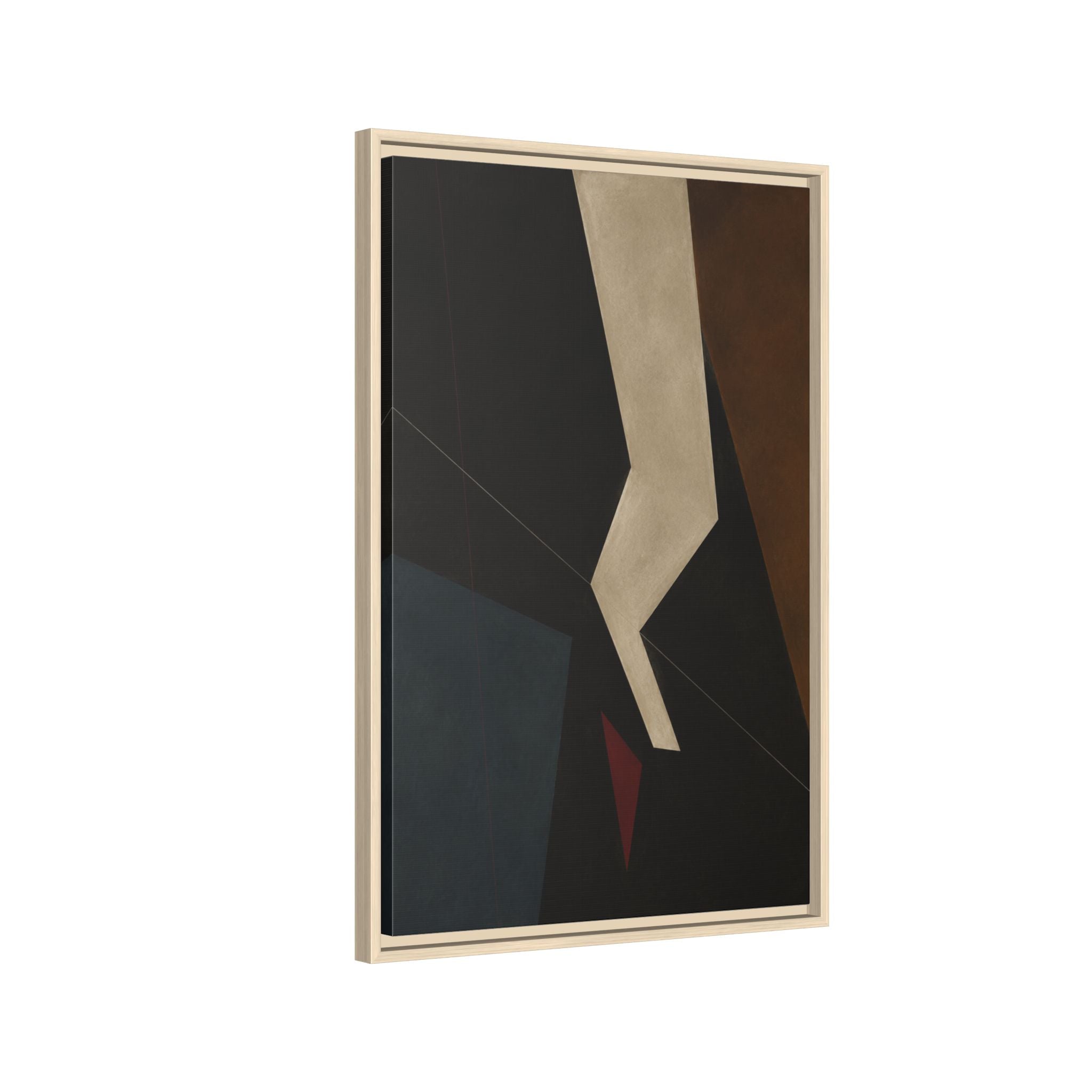 Silent Axis No. 25 – Dark Geometric Abstract Floating Frame Canvas Art