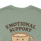 Emotional Support Latte Unisex T-Shirt – Bella + Canvas Coffee Lover Tee, Cozy Aesthetic Fall Shirt, Small Front + Big Back Design