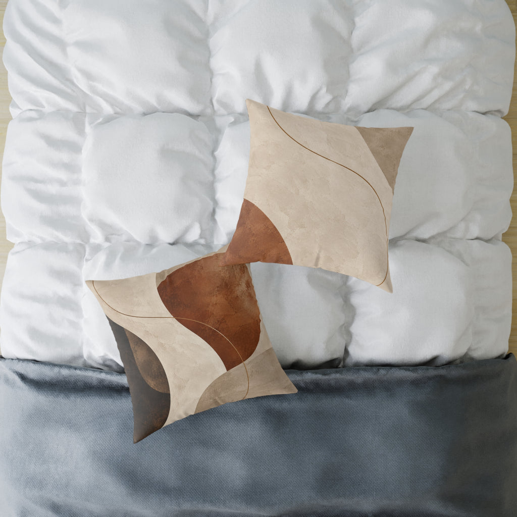 Quiet Orbit No.23 — Abstract Art Cushion | Neutral Terracotta Decorative Pillow