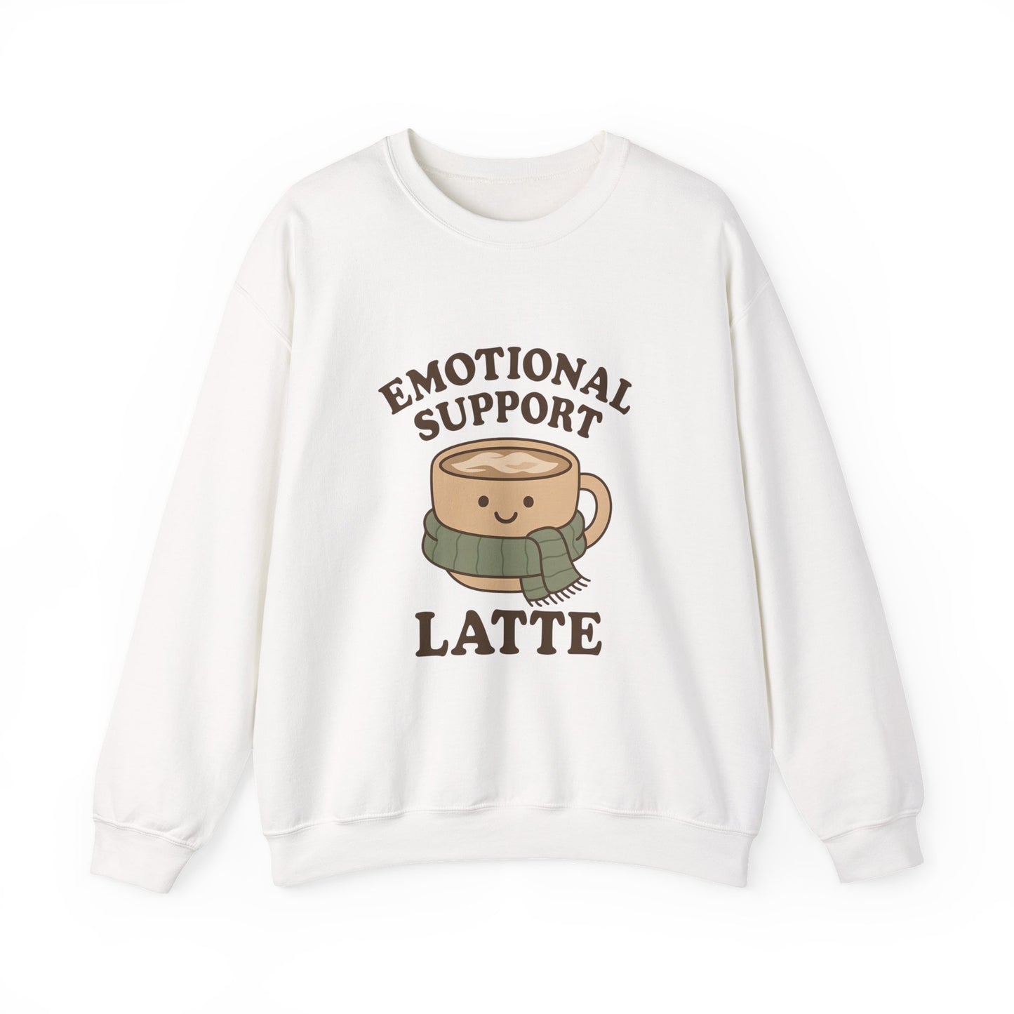 Emotional Support Latte Sweatshirt – Cozy Fall Crewneck for Coffee Lovers, Aesthetic Oversized Pullover