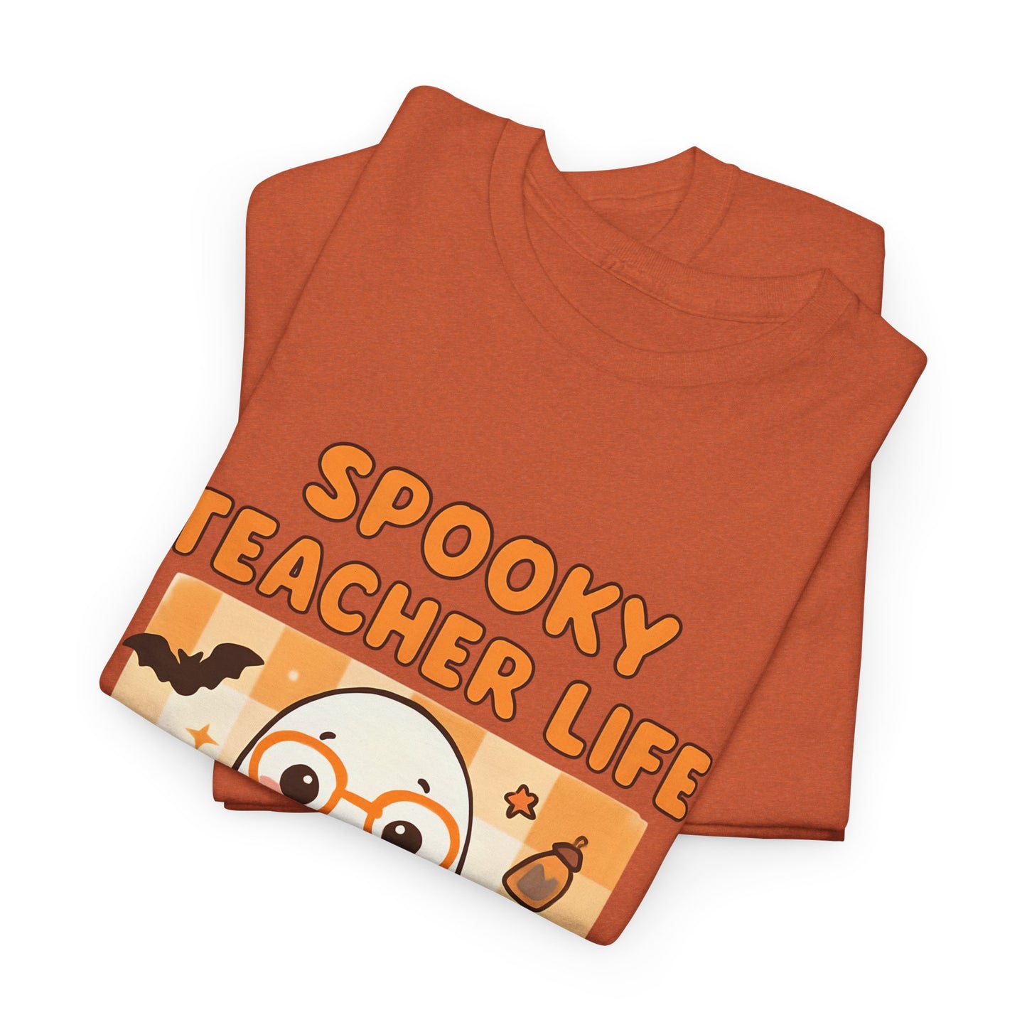 Spooky Teacher Life Halloween Unisex T-Shirt – Cute Ghost Teacher Tee Fueled by Caffeine & Candy Corn – Fall Teacher Shirt