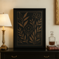 Midnight Garden Botanical Wall Art – Minimalist Floral Line Art Canvas Print, Modern Nature-Inspired Home Décor