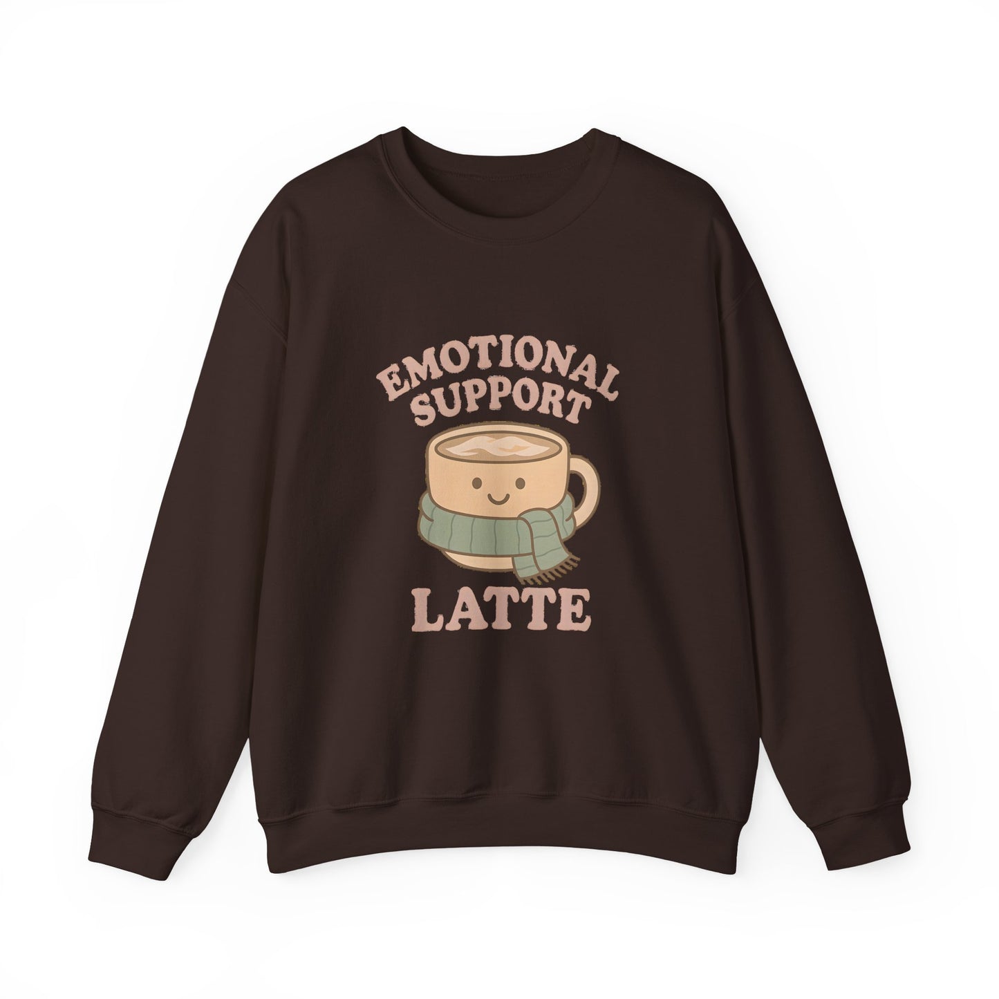 Emotional Support Latte Sweatshirt – Cozy Fall Crewneck for Coffee Lovers, Aesthetic Oversized Pullover
