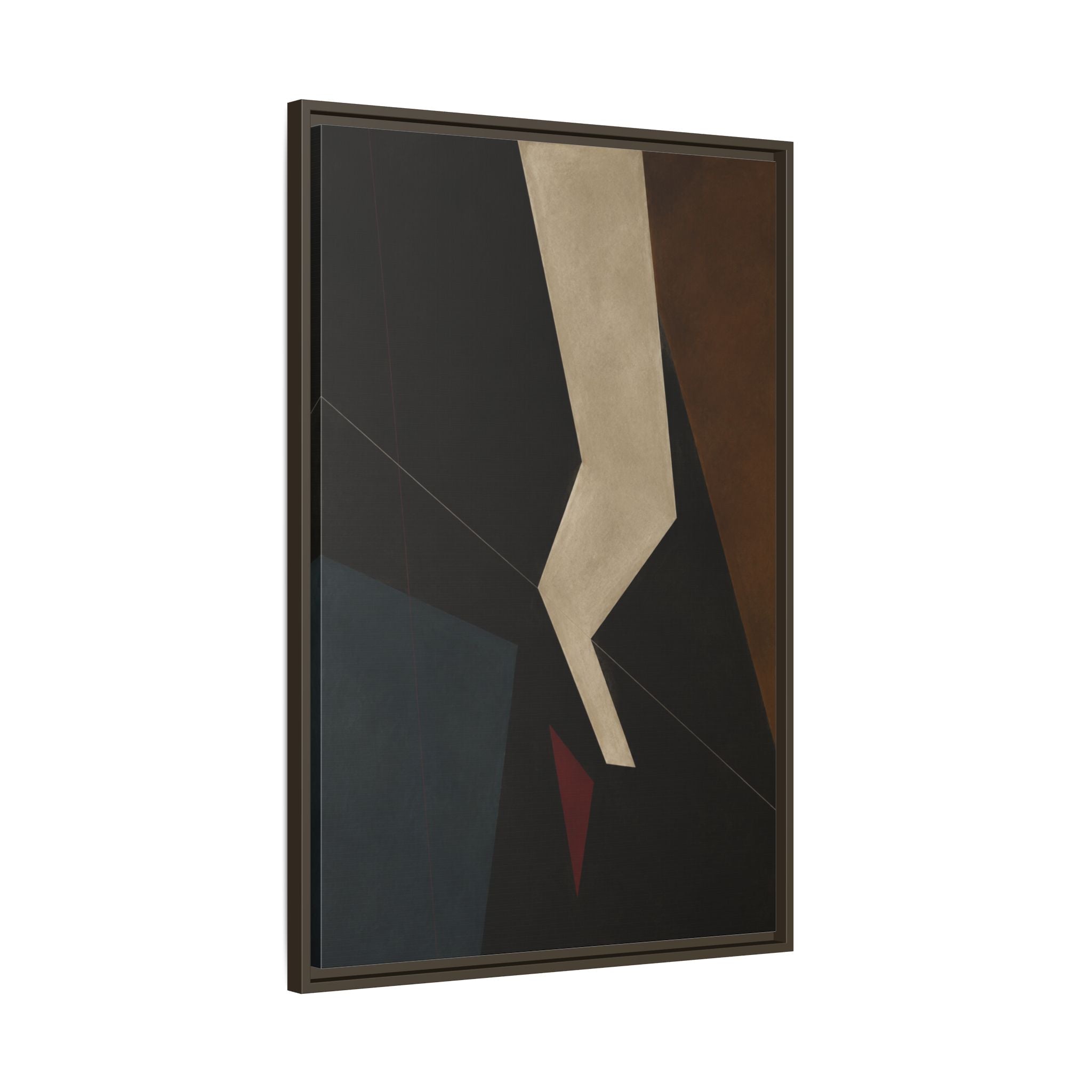 Silent Axis No. 25 – Dark Geometric Abstract Floating Frame Canvas Art