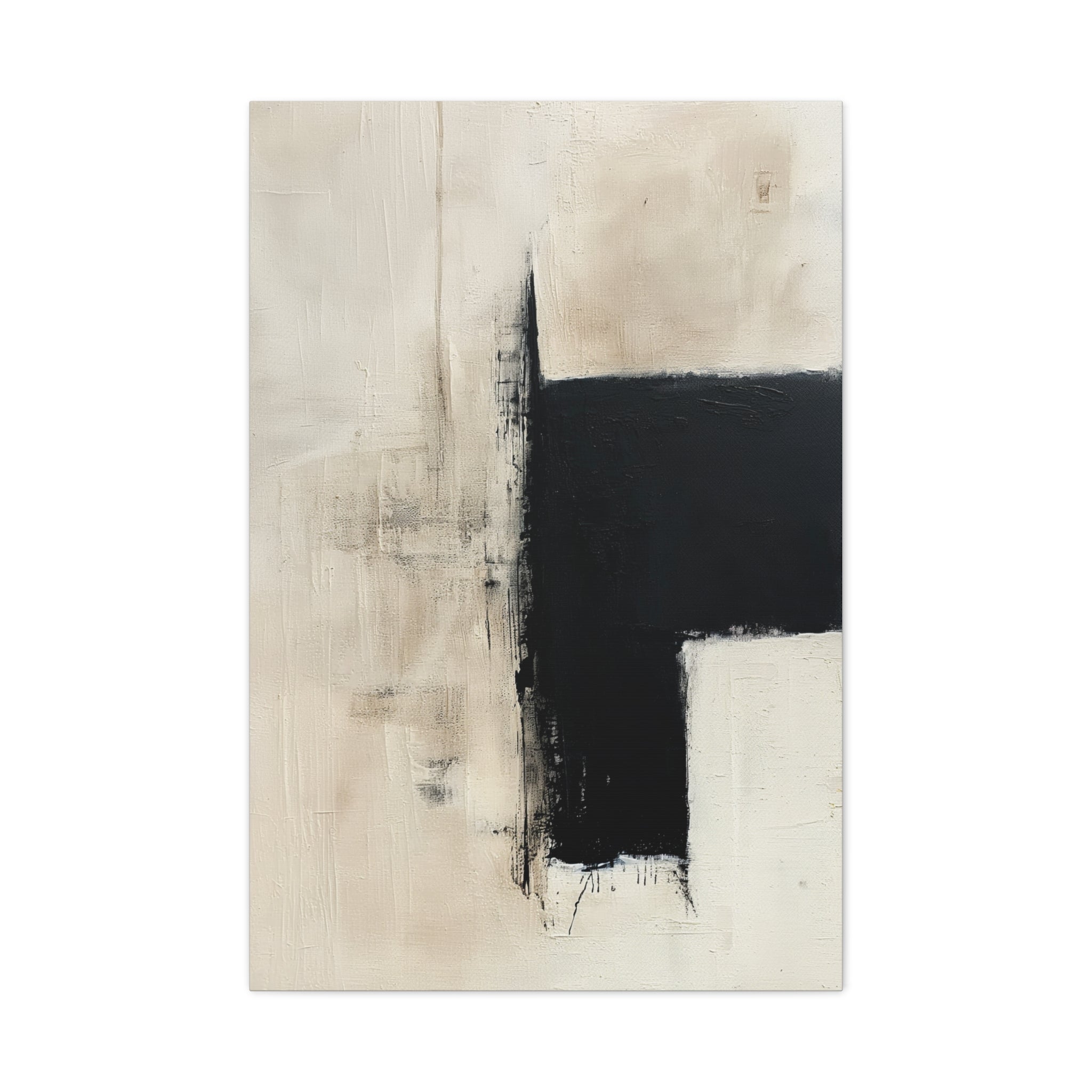 The Charcoal Accent No. 4 — Minimalist Gesso Abstract Canvas Art