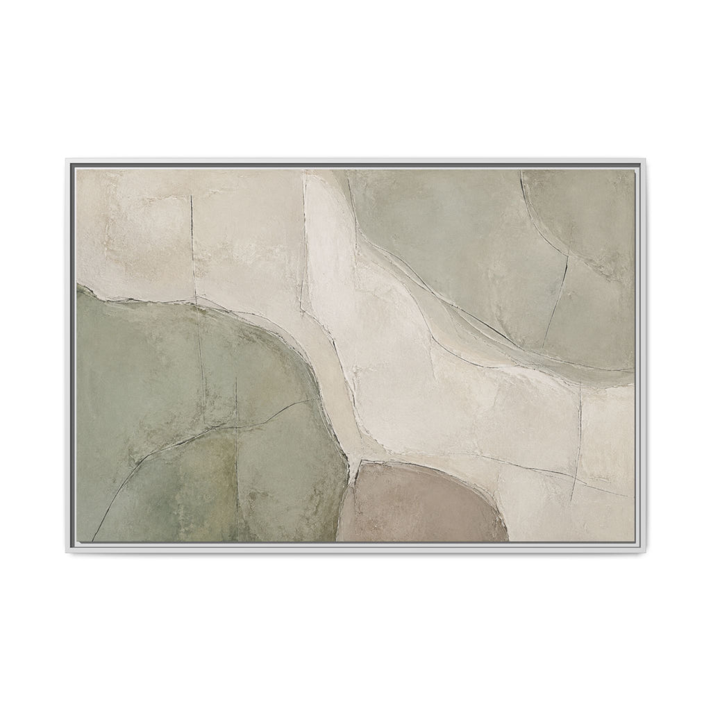 Still Terrain No. 19 – Sage Green Abstract Floating Frame Canvas Wall Art