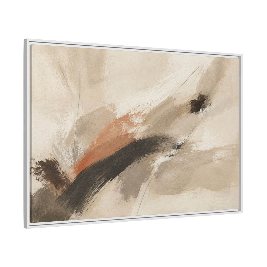 Neutral Abstract Horizontal Framed Canvas | Stillness in Motion No. 14