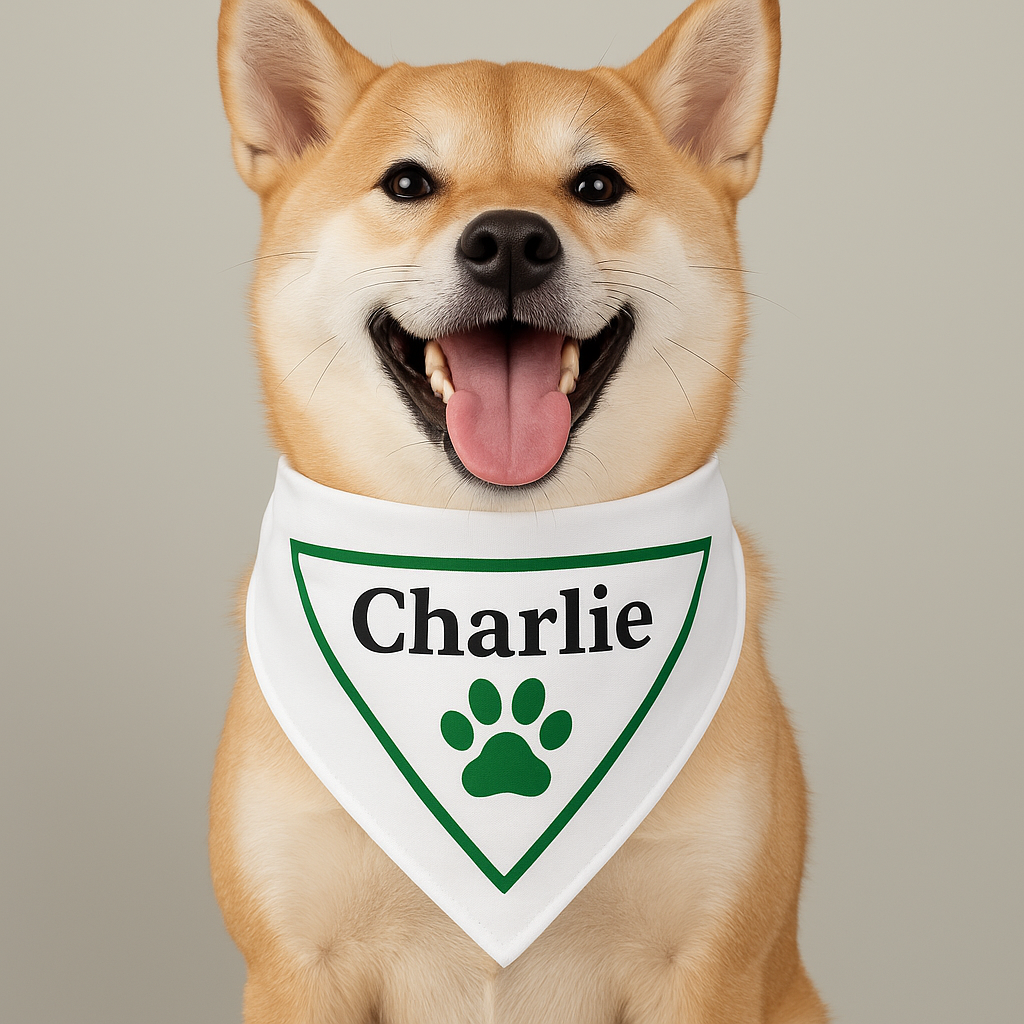 Custom Dog Bandana with Name – Personalized Pet Bandana with Paw Print – Adjustable Dog Scarf for Small to Large Dogs