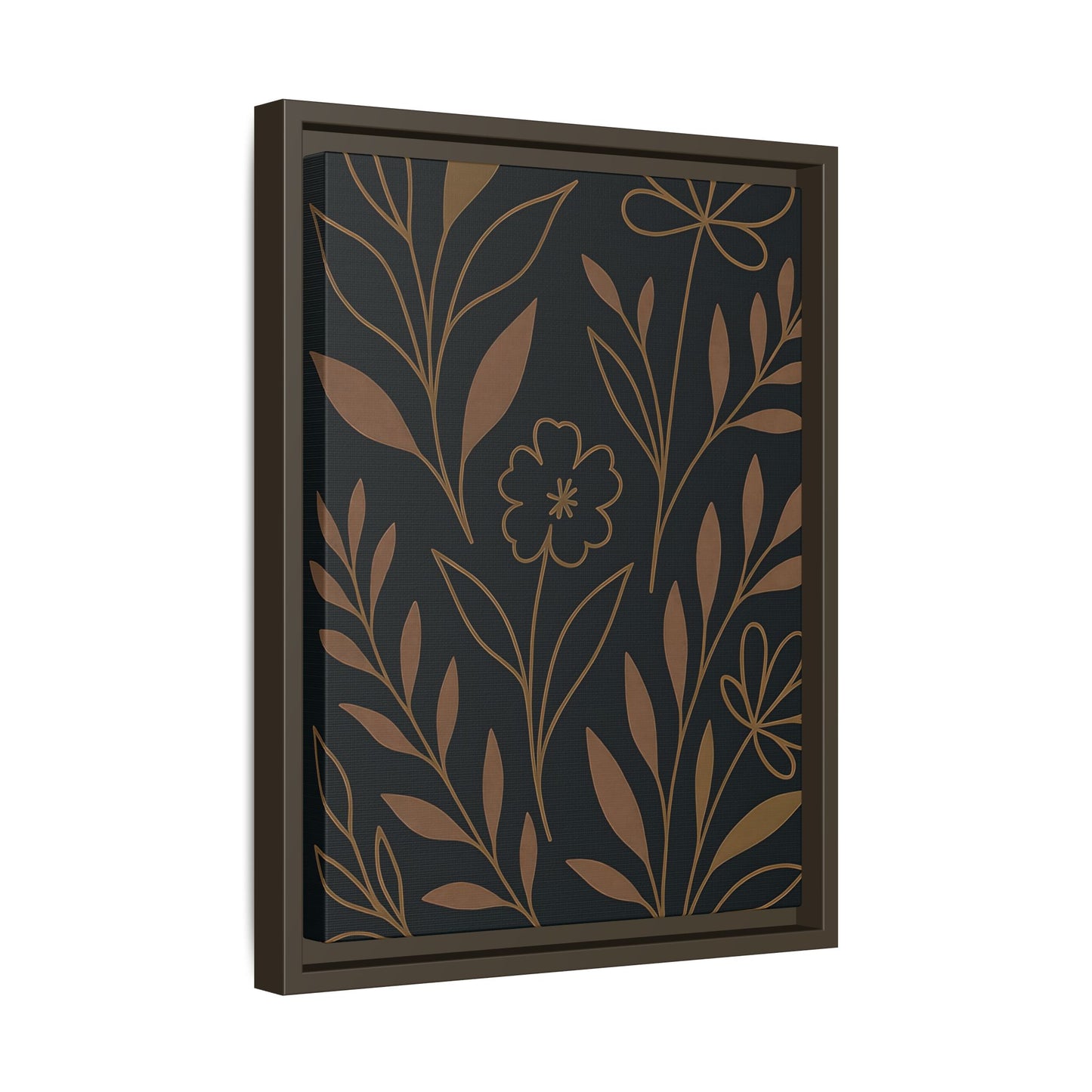 Midnight Garden Botanical Wall Art – Minimalist Floral Line Art Canvas Print, Modern Nature-Inspired Home Décor