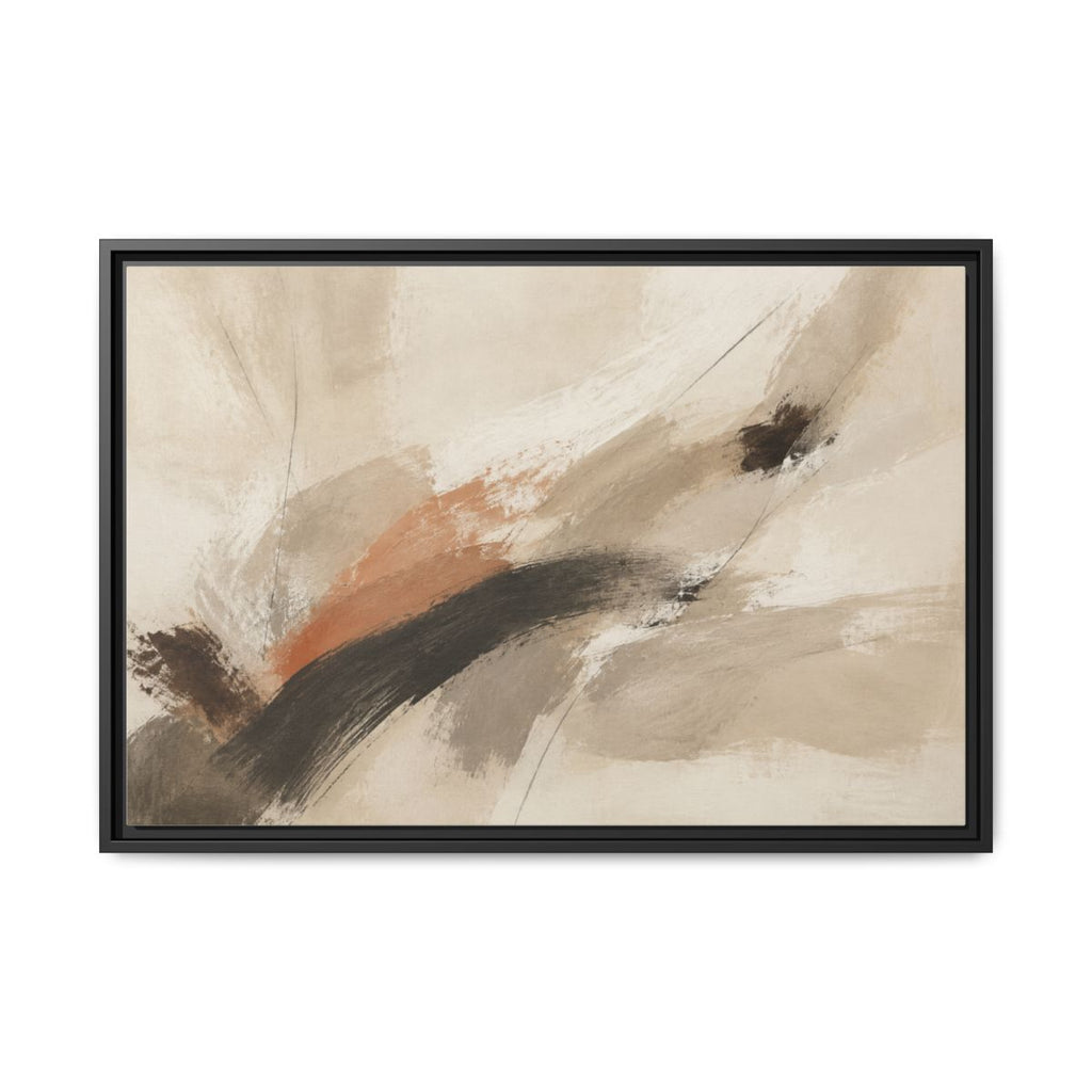 Neutral Abstract Horizontal Framed Canvas | Stillness in Motion No. 14