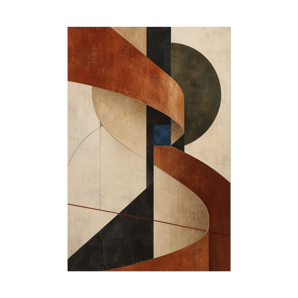 Sienna Relay No. 32 — Rust & Charcoal Abstract Fine Art Poster