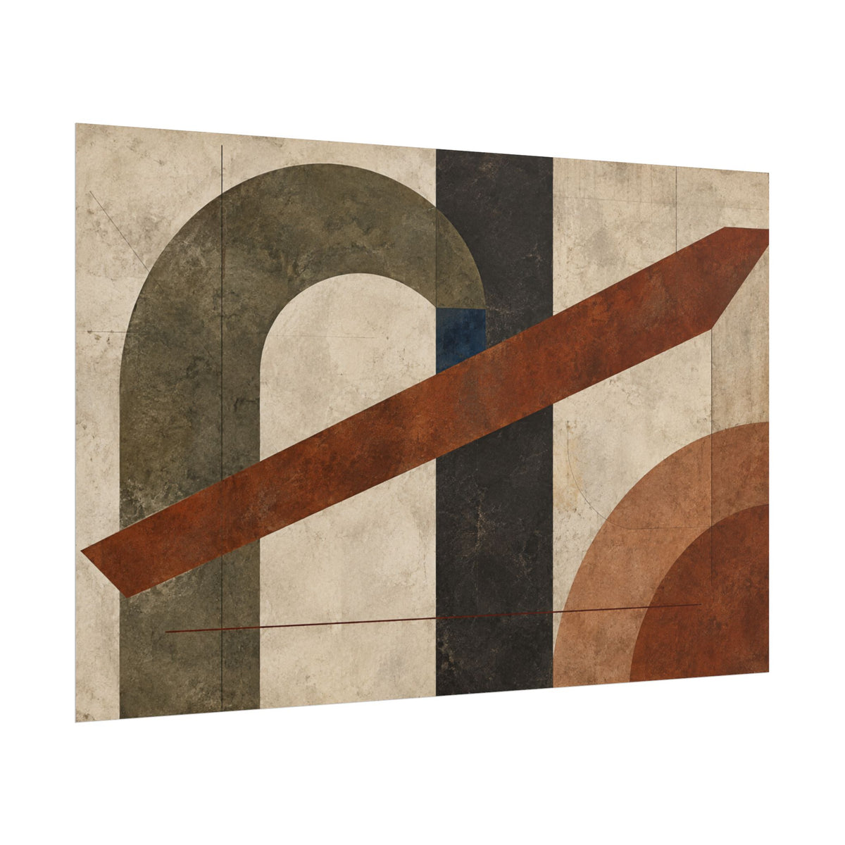 Tectonic Hearth No. 33 — Olive & Sienna Abstract Fine Art Poster