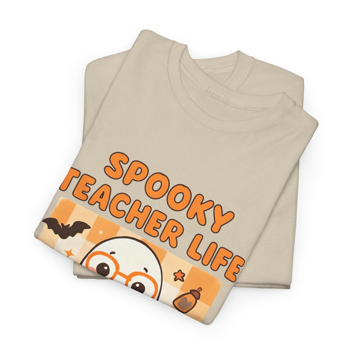 Spooky Teacher Life Halloween Unisex T-Shirt – Cute Ghost Teacher Tee Fueled by Caffeine & Candy Corn – Fall Teacher Shirt