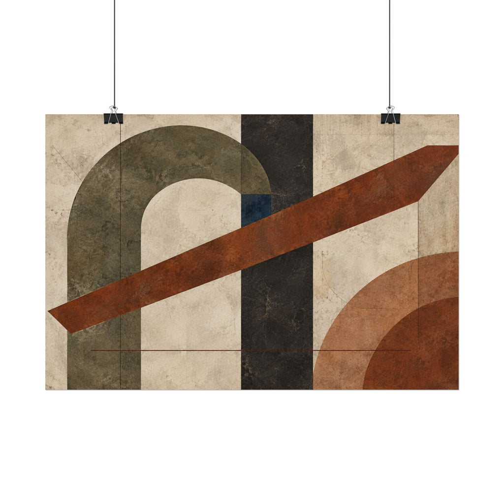 Tectonic Hearth No. 33 — Olive & Sienna Abstract Fine Art Poster