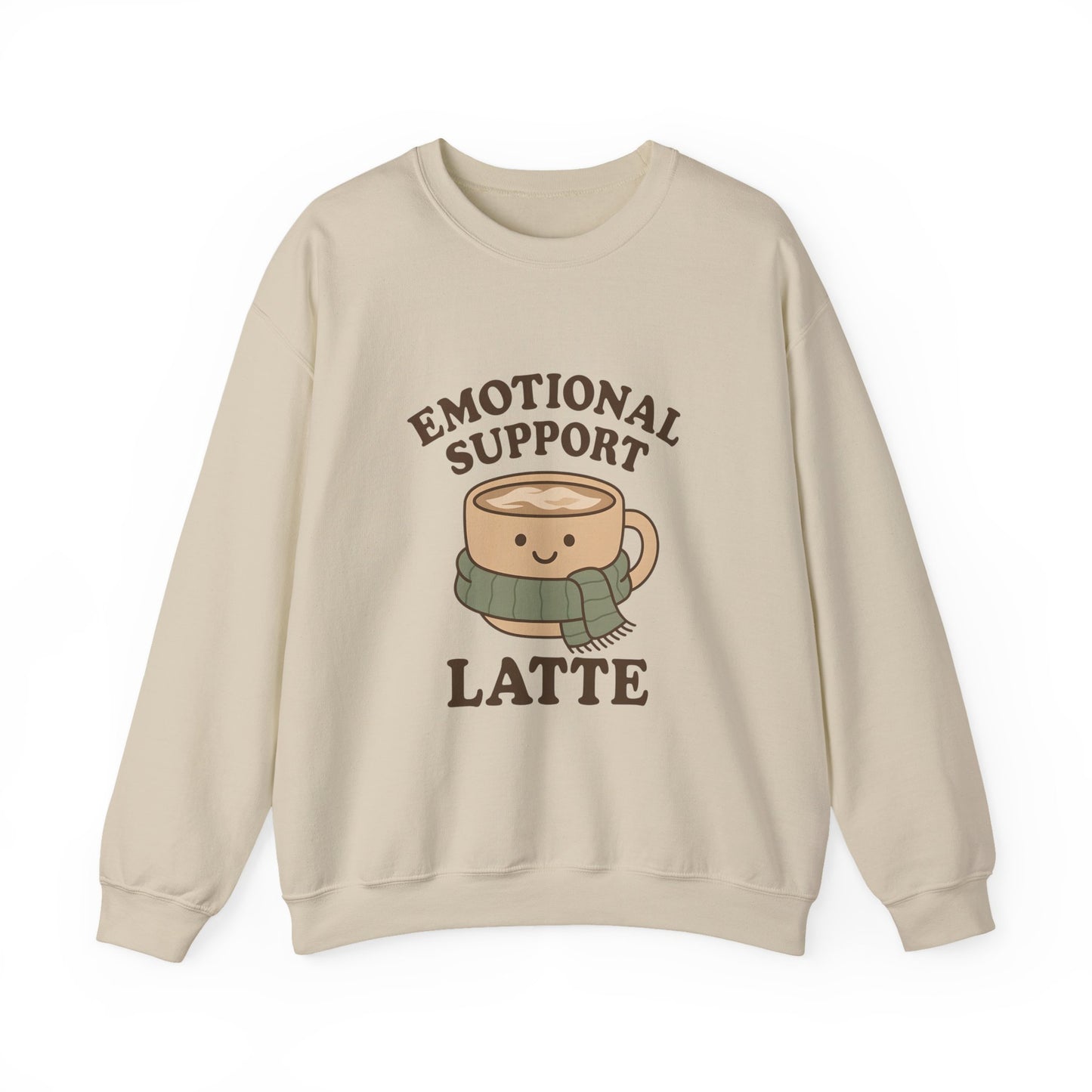 Emotional Support Latte Sweatshirt – Cozy Fall Crewneck for Coffee Lovers, Aesthetic Oversized Pullover
