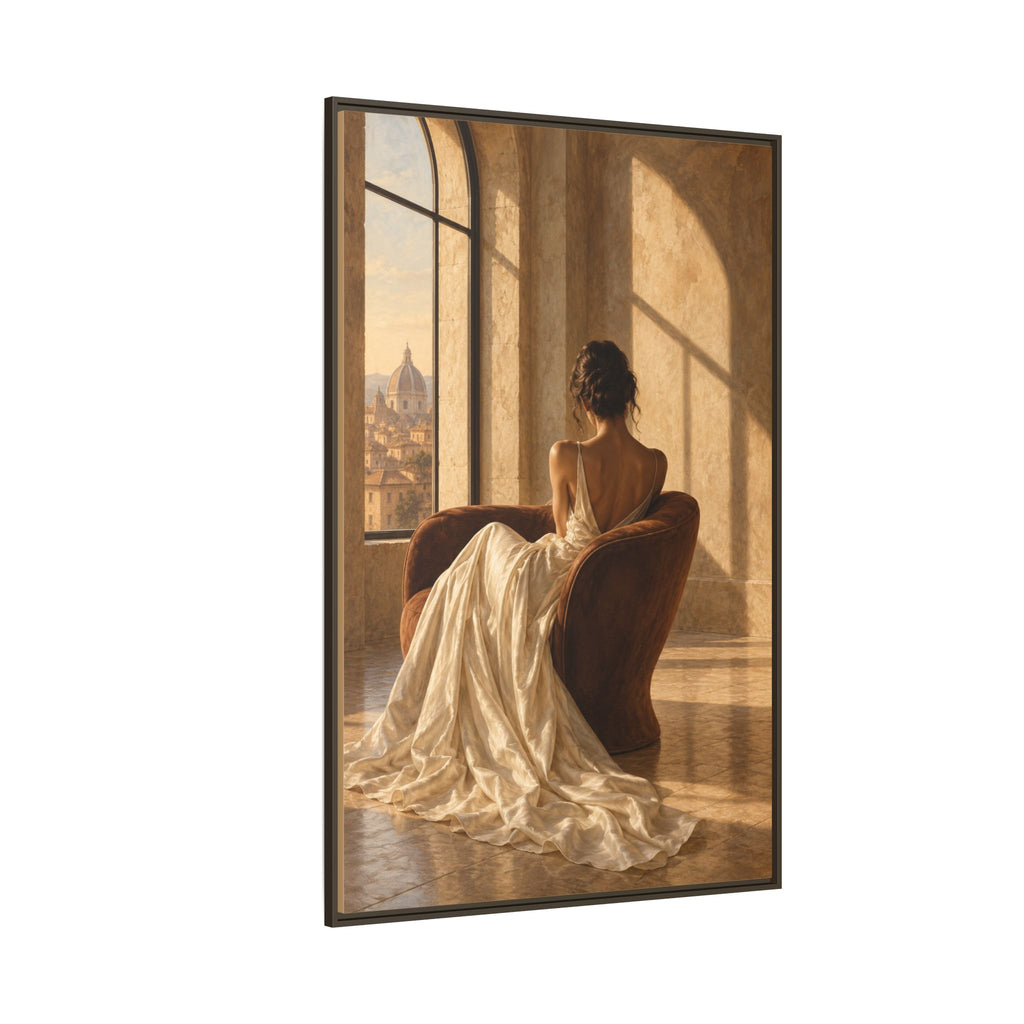 Golden Hour No. 36 | Woman in Ivory Floating Frame Canvas Wall Art