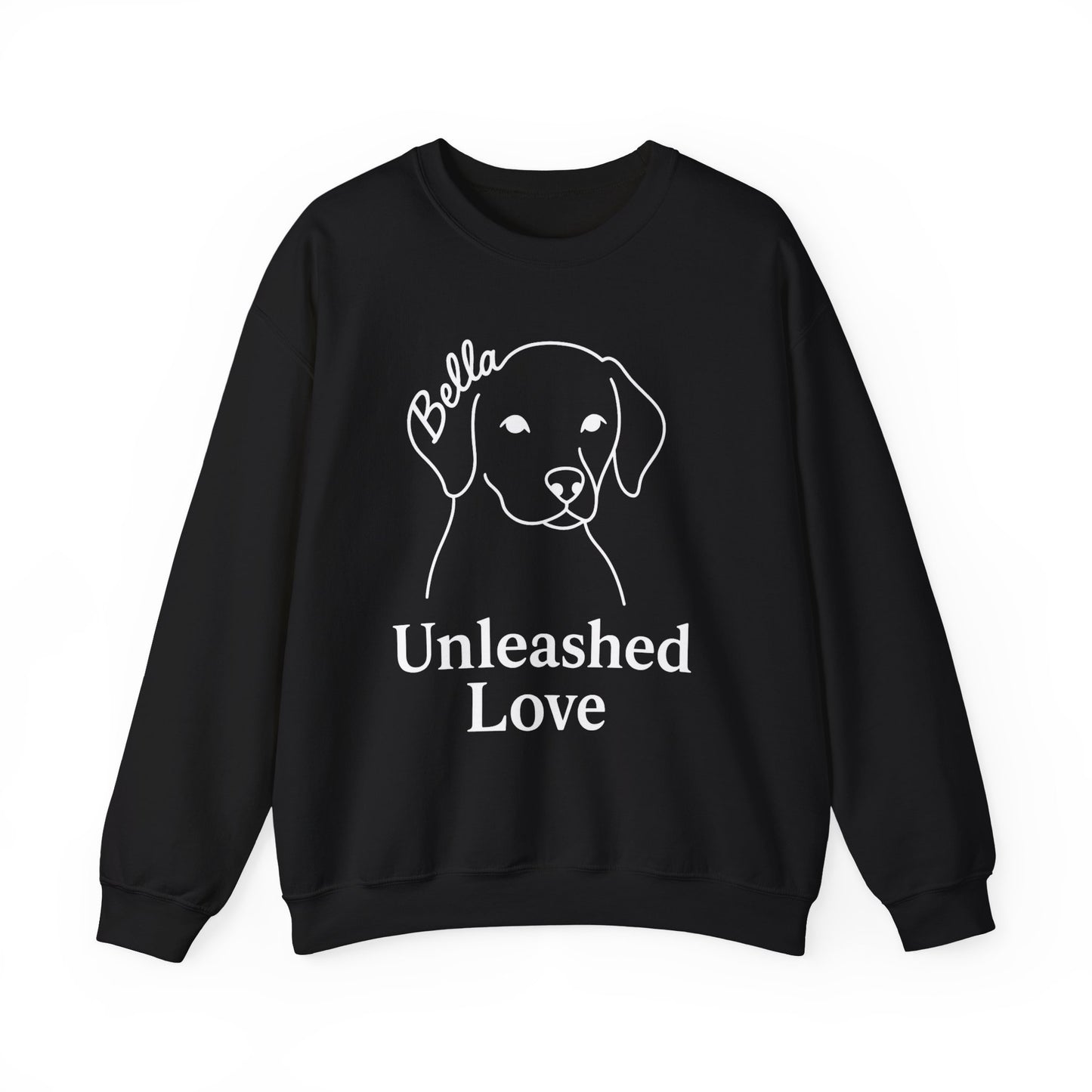 Custom Dog Name Sweatshirt – “Unleashed Love” Pet Lover Crewneck | Personalized Dog Owner Gift, Cute Minimalist Dog Line Art Pullover