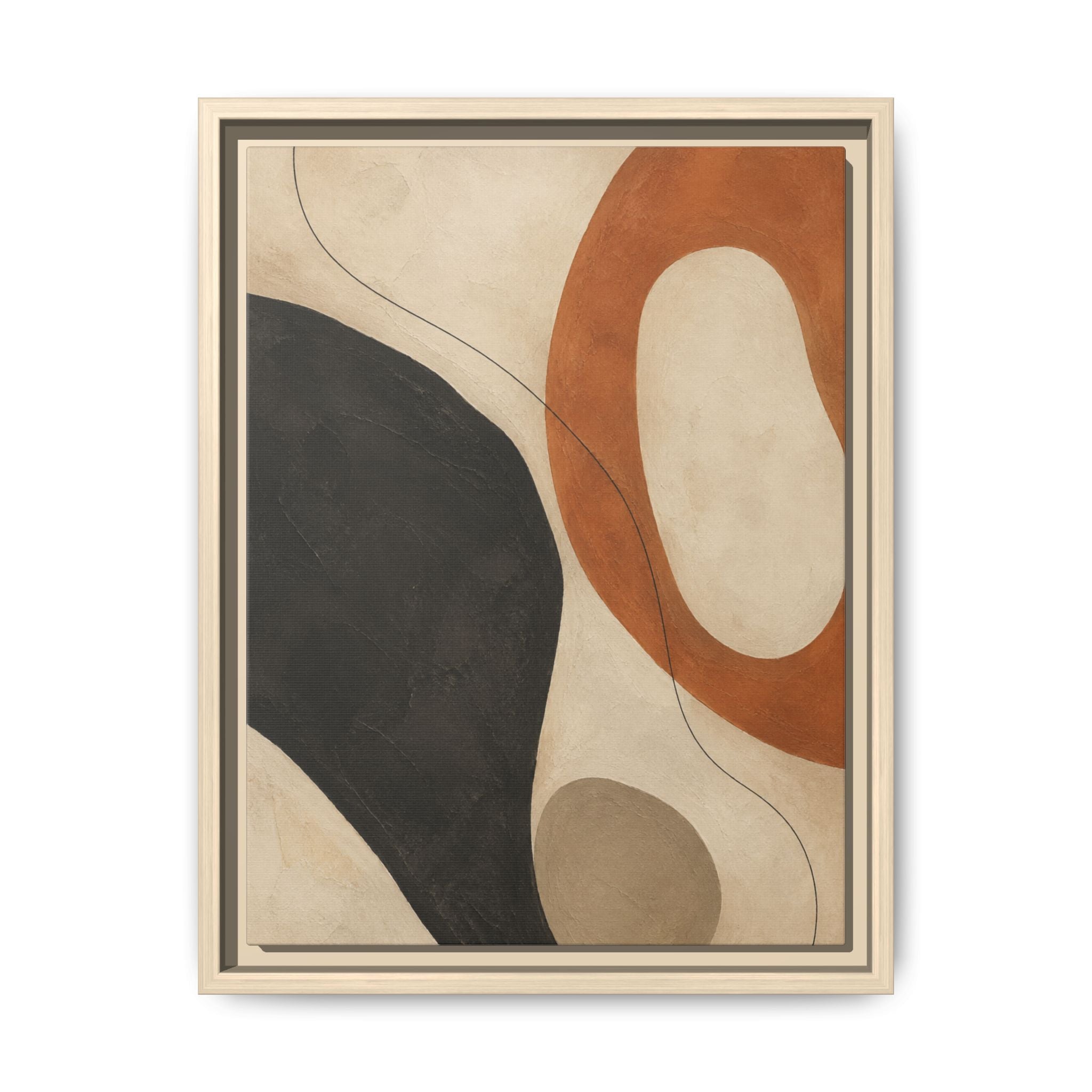 Abstract Mid-Century Matte Canvas Print — Framed Modern Wall Art (Terracotta & Charcoal)