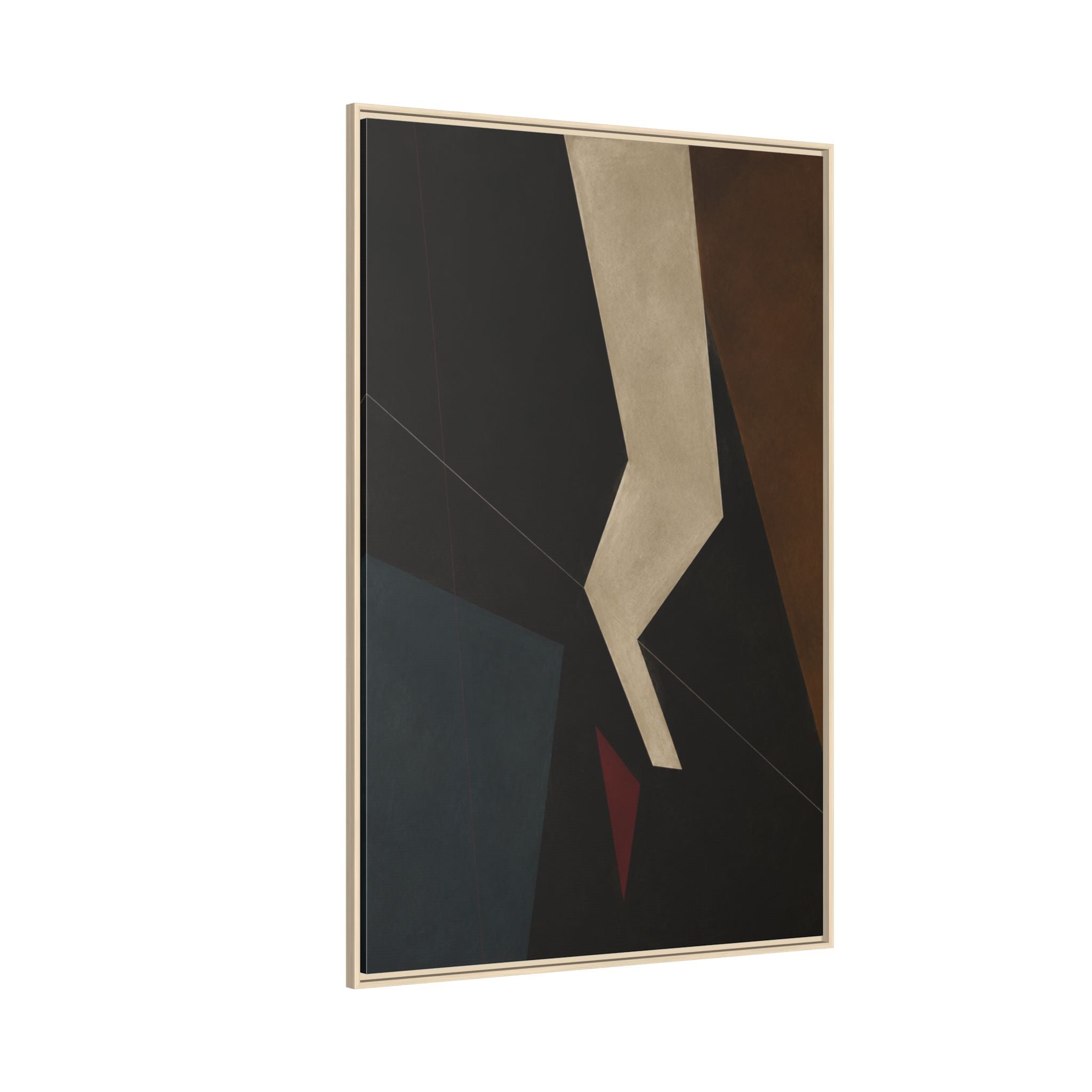 Silent Axis No. 25 – Dark Geometric Abstract Floating Frame Canvas Art