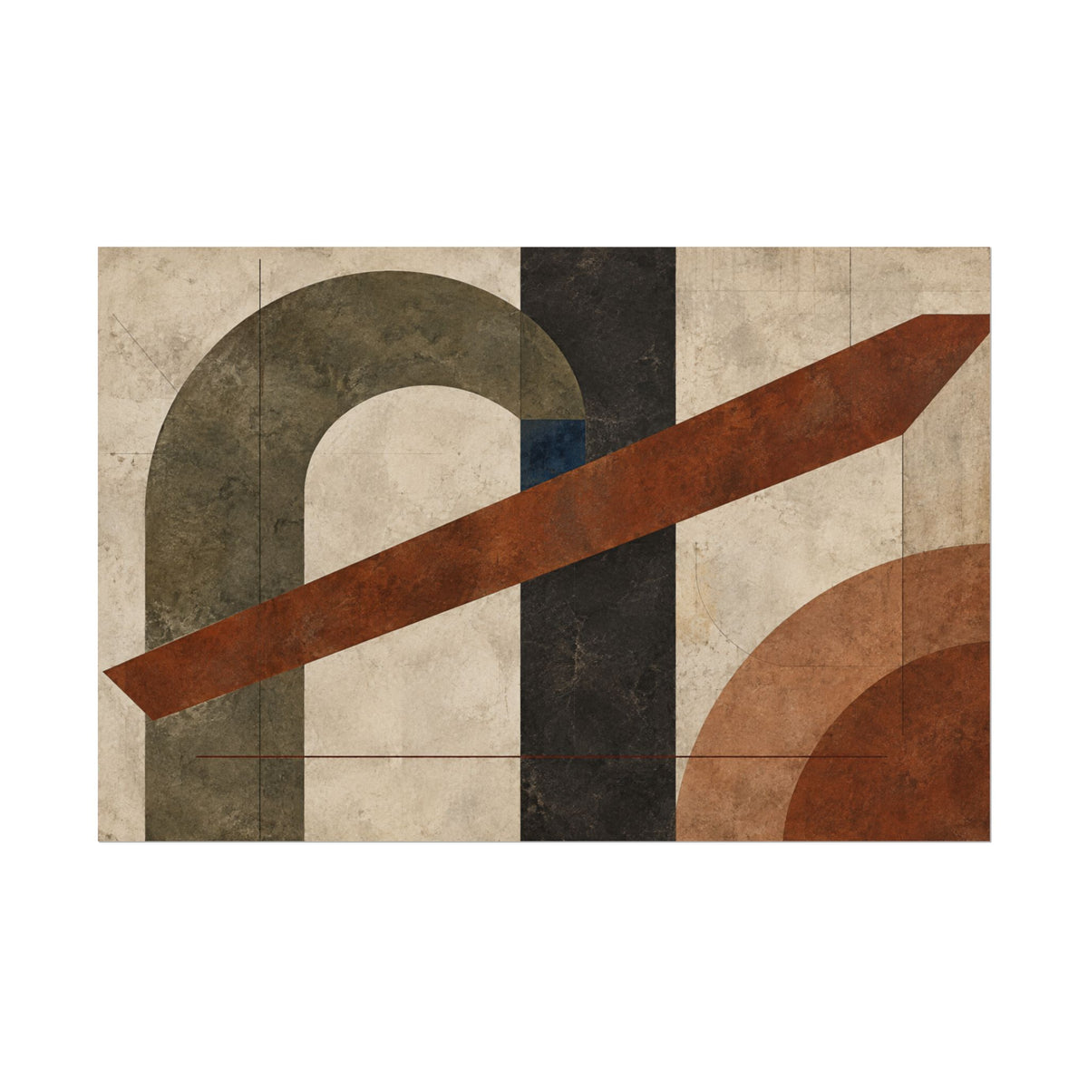 Tectonic Hearth No. 33 — Olive & Sienna Abstract Fine Art Poster