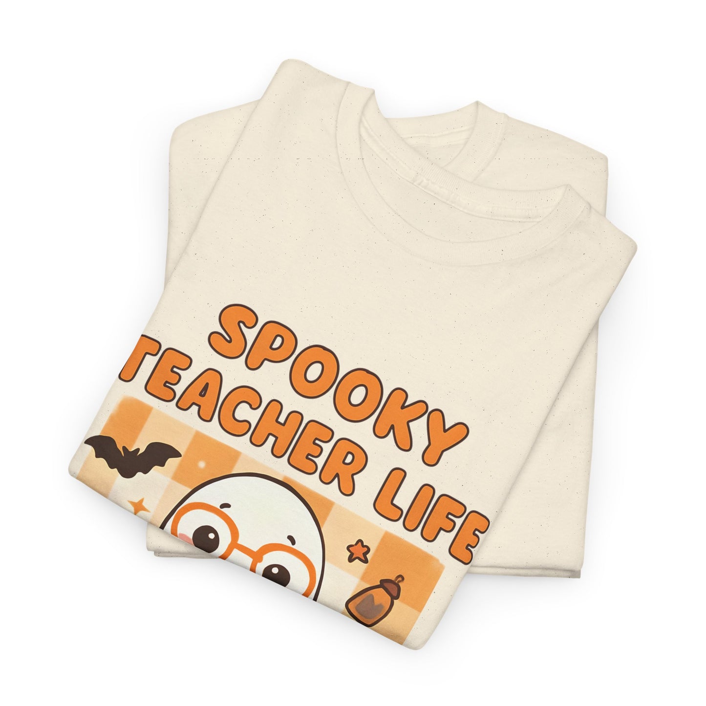 Spooky Teacher Life Halloween Unisex T-Shirt – Cute Ghost Teacher Tee Fueled by Caffeine & Candy Corn – Fall Teacher Shirt