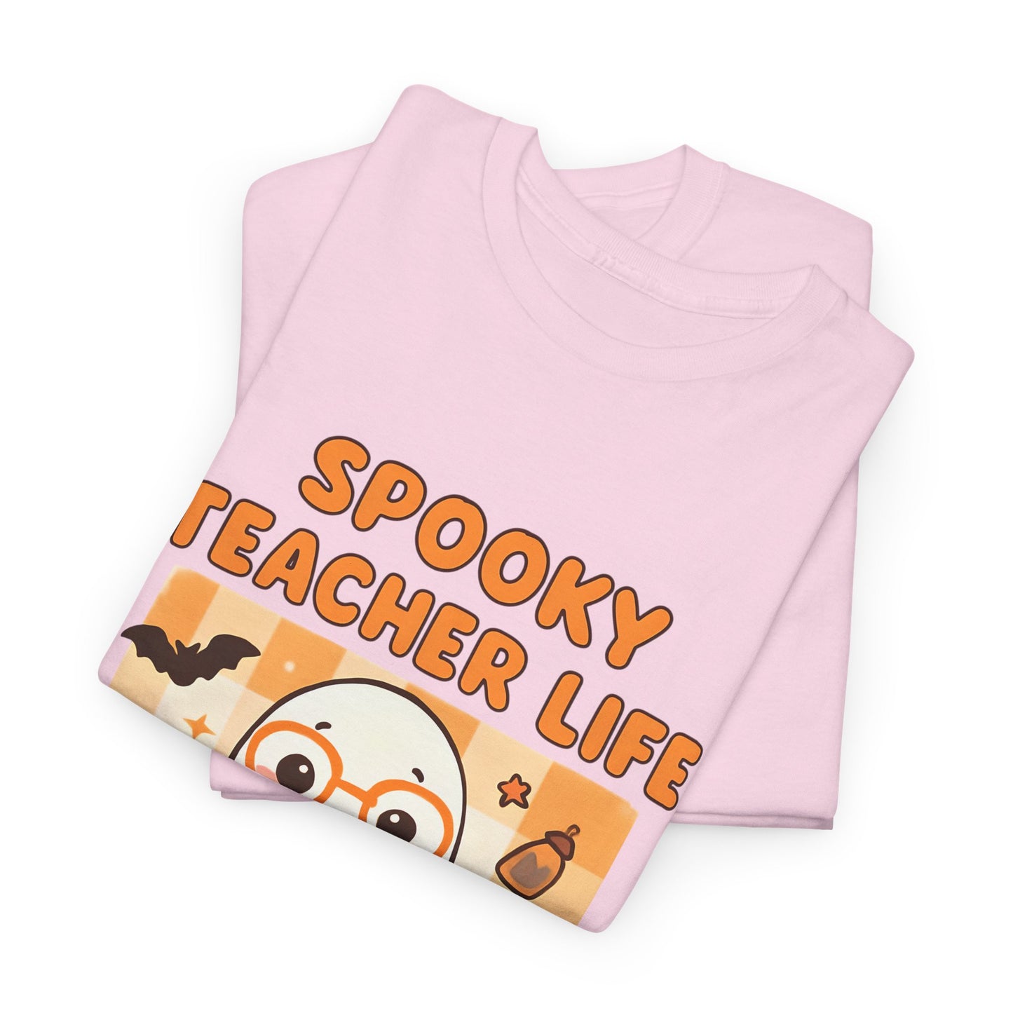 Spooky Teacher Life Halloween Unisex T-Shirt – Cute Ghost Teacher Tee Fueled by Caffeine & Candy Corn – Fall Teacher Shirt