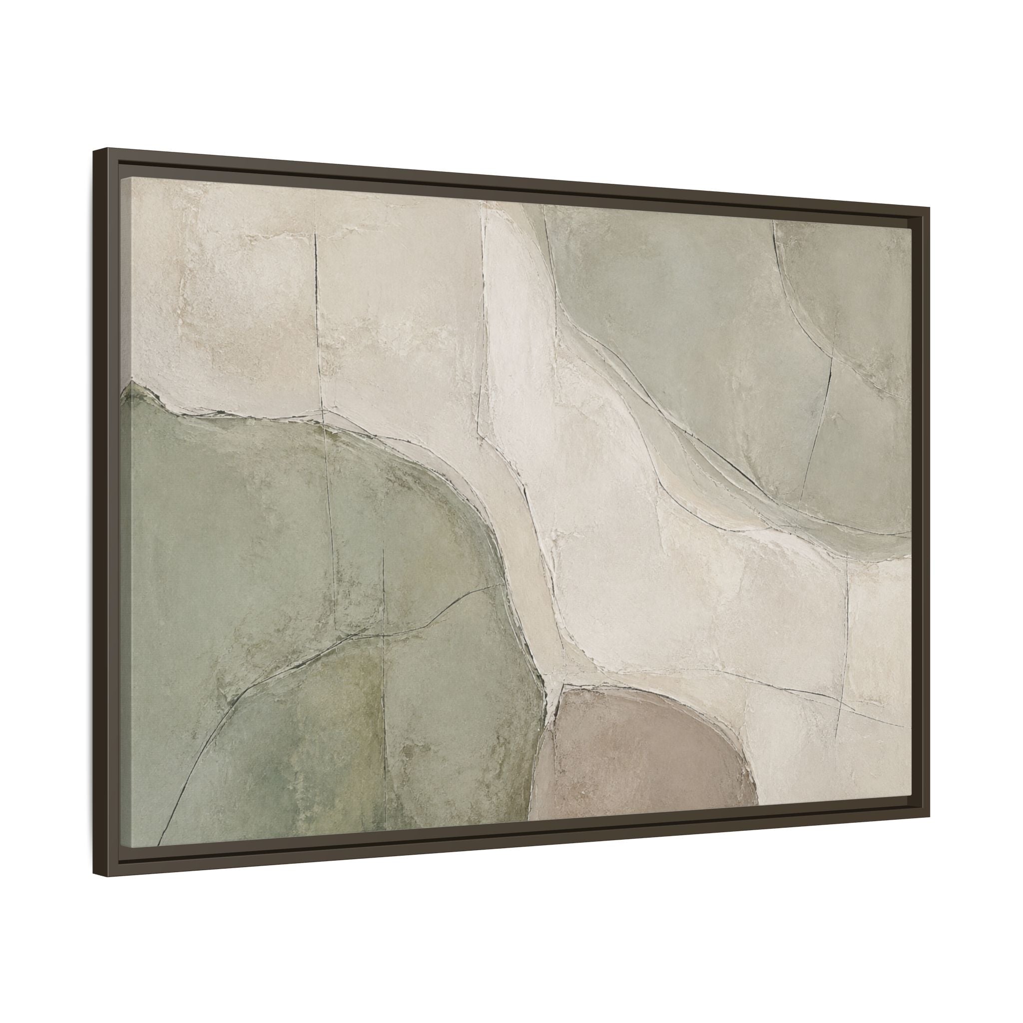 Still Terrain No. 19 – Sage Green Abstract Floating Frame Canvas Wall Art