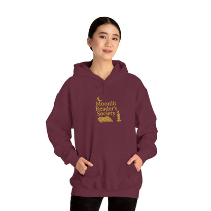 Moonlit Reader’s Society Hoodie – Cozy Book Lover Pullover for Night Readers (Maroon)