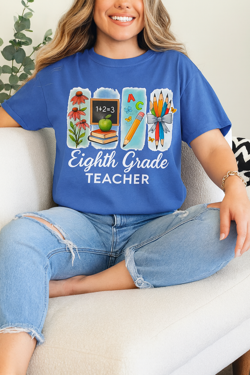 Personalized Eighth Grade Teacher Shirt with Name | Custom Grade Back to School Tee | Cute Gift for Teachers | Teacher Appreciation Shirt