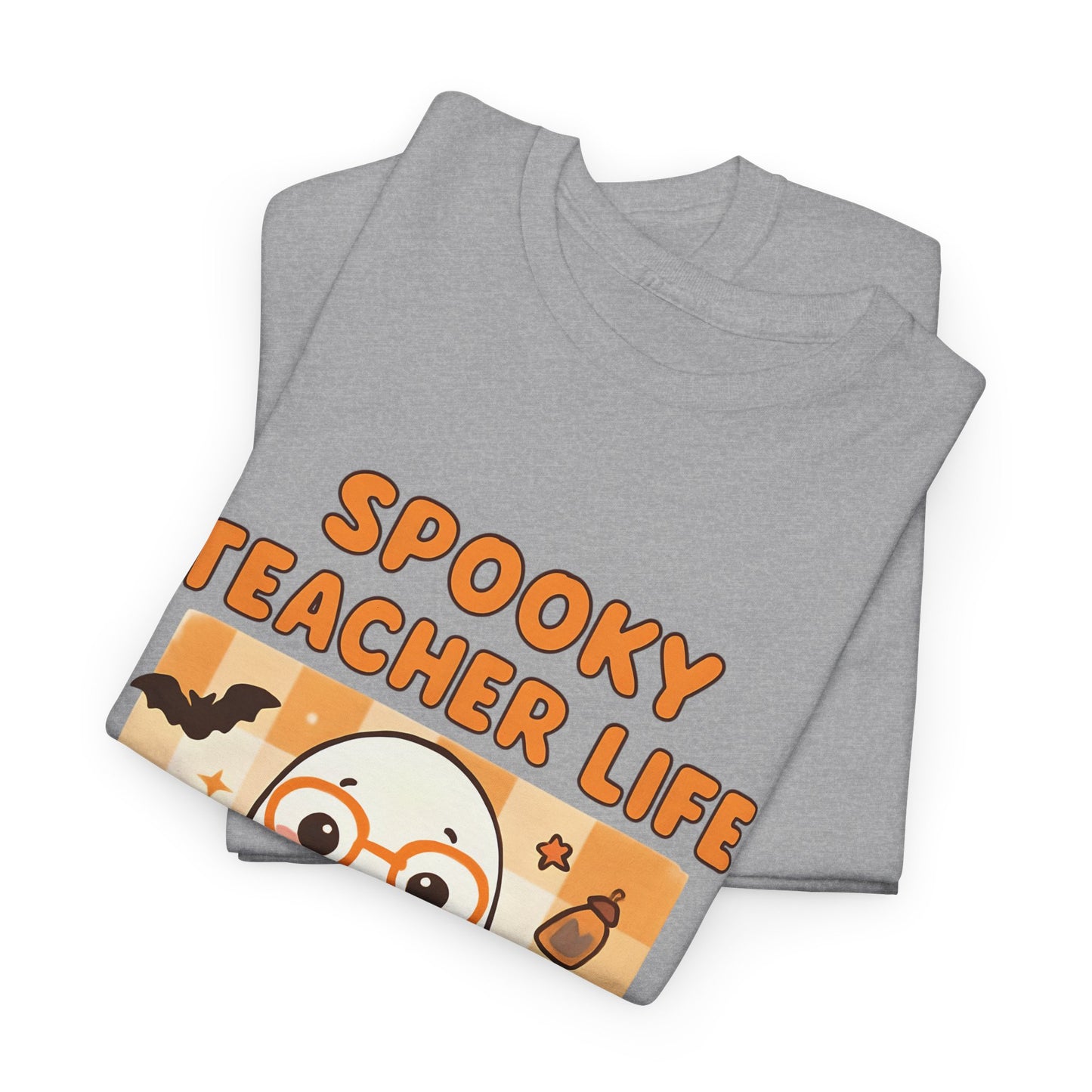 Spooky Teacher Life Halloween Unisex T-Shirt – Cute Ghost Teacher Tee Fueled by Caffeine & Candy Corn – Fall Teacher Shirt