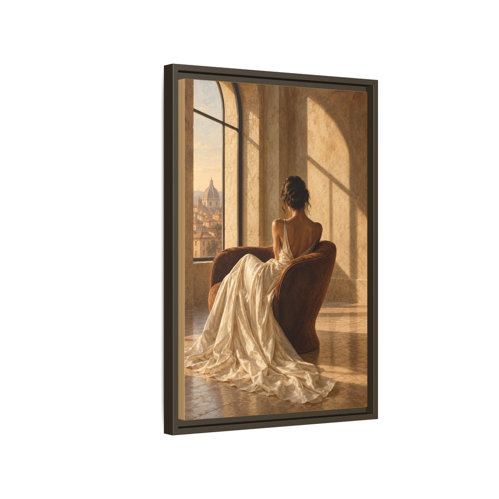 Golden Hour No. 36 | Woman in Ivory Floating Frame Canvas Wall Art