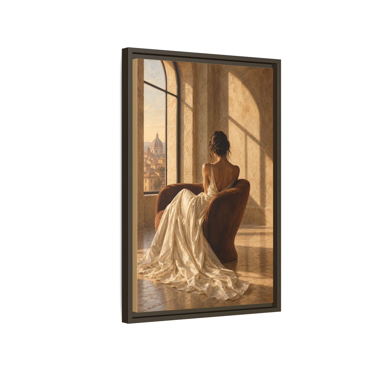 Golden Hour No. 36 | Woman in Ivory Floating Frame Canvas Wall Art