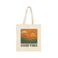 Good Vibes Tote Bag – Eco-Friendly Canvas Bag with Retro Sunshine Design | Reusable Shopping & Everyday Carry Bag