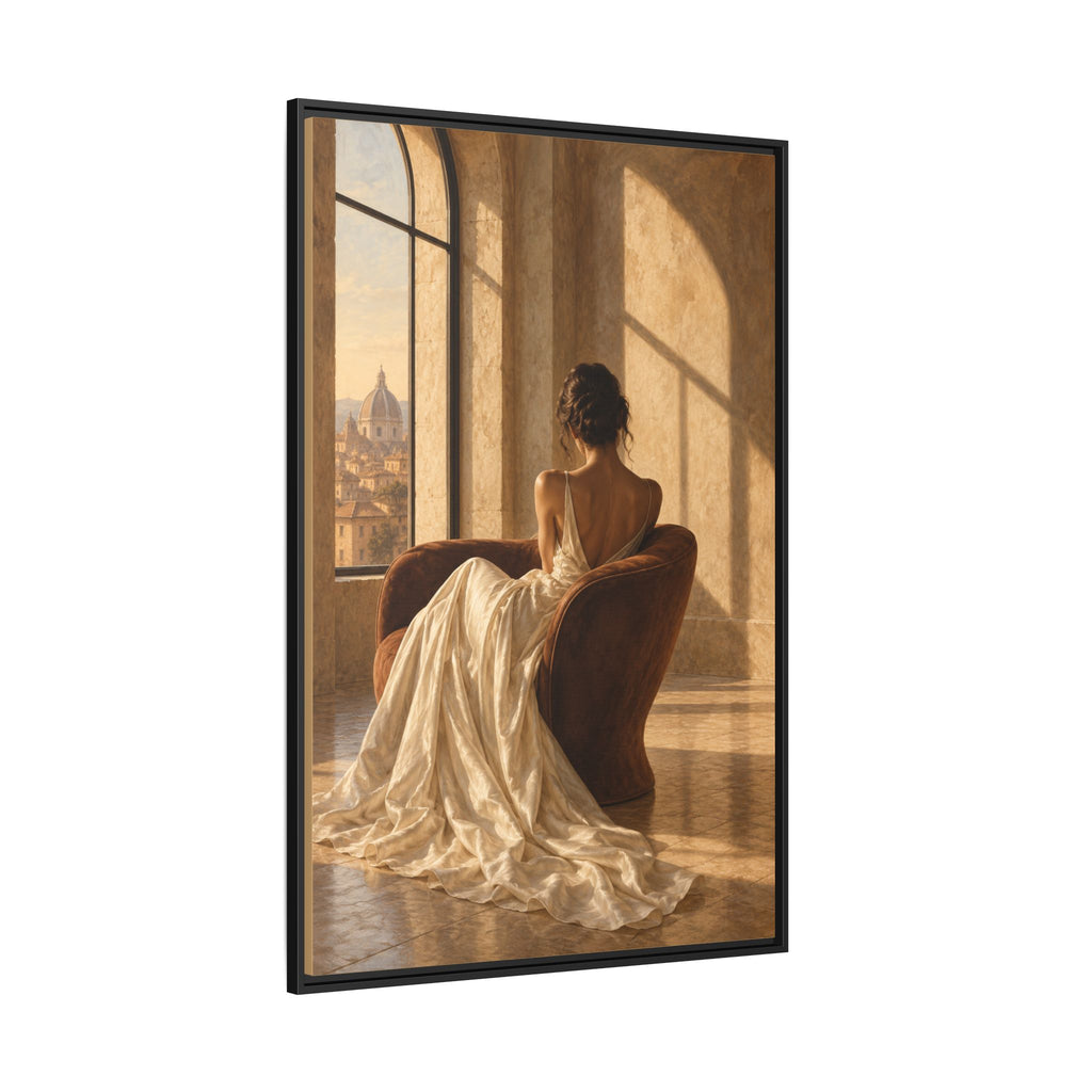 Golden Hour No. 36 | Woman in Ivory Floating Frame Canvas Wall Art